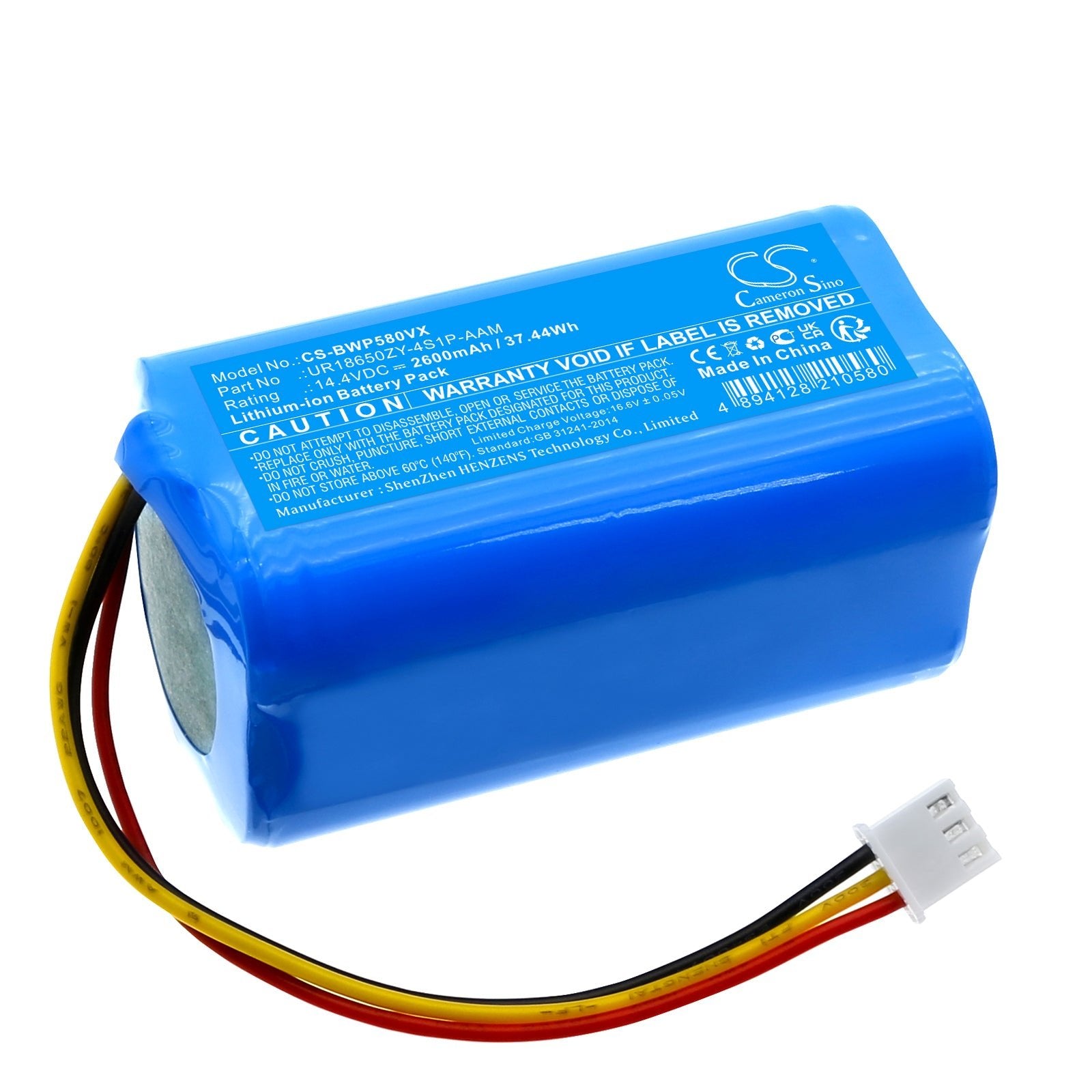 Li-ion, Vacuum Battery fits Bobsweep Bob Pethair Plus, Wvp58021, 14.4V, 2600mAh Vacuum Cameron Sino Technology Limited