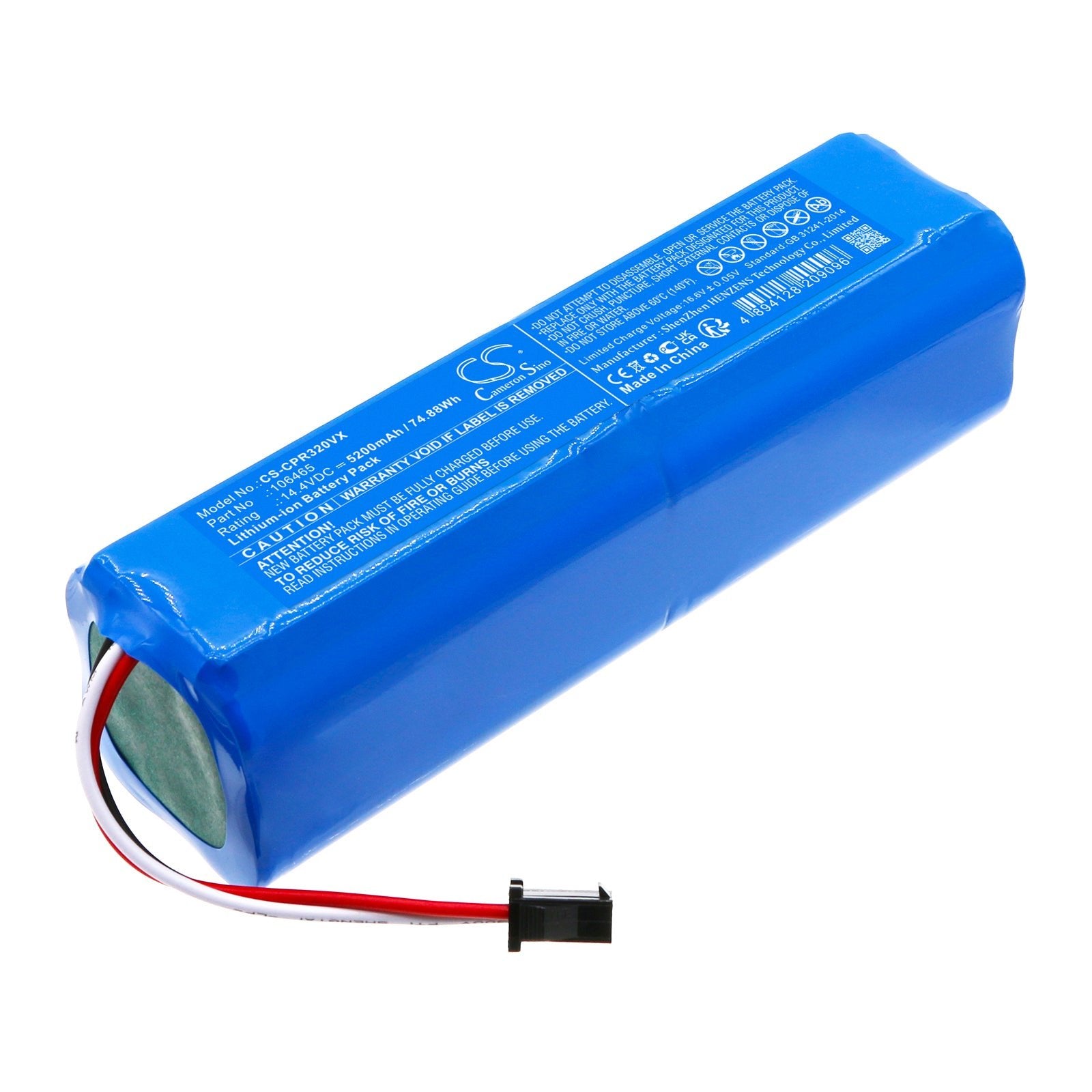 Li-ion, Vacuum Battery fits Concept Vr3120, Vr3125, 14.4V, 5200mAh Vacuum Cameron Sino Technology Limited
