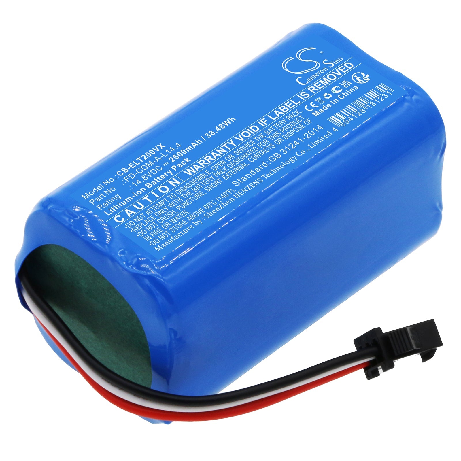 Li-ion, Vacuum Battery fits Dymosen C1, D1, 14.8V, 2600mAh Vacuum Cameron Sino Technology Limited
