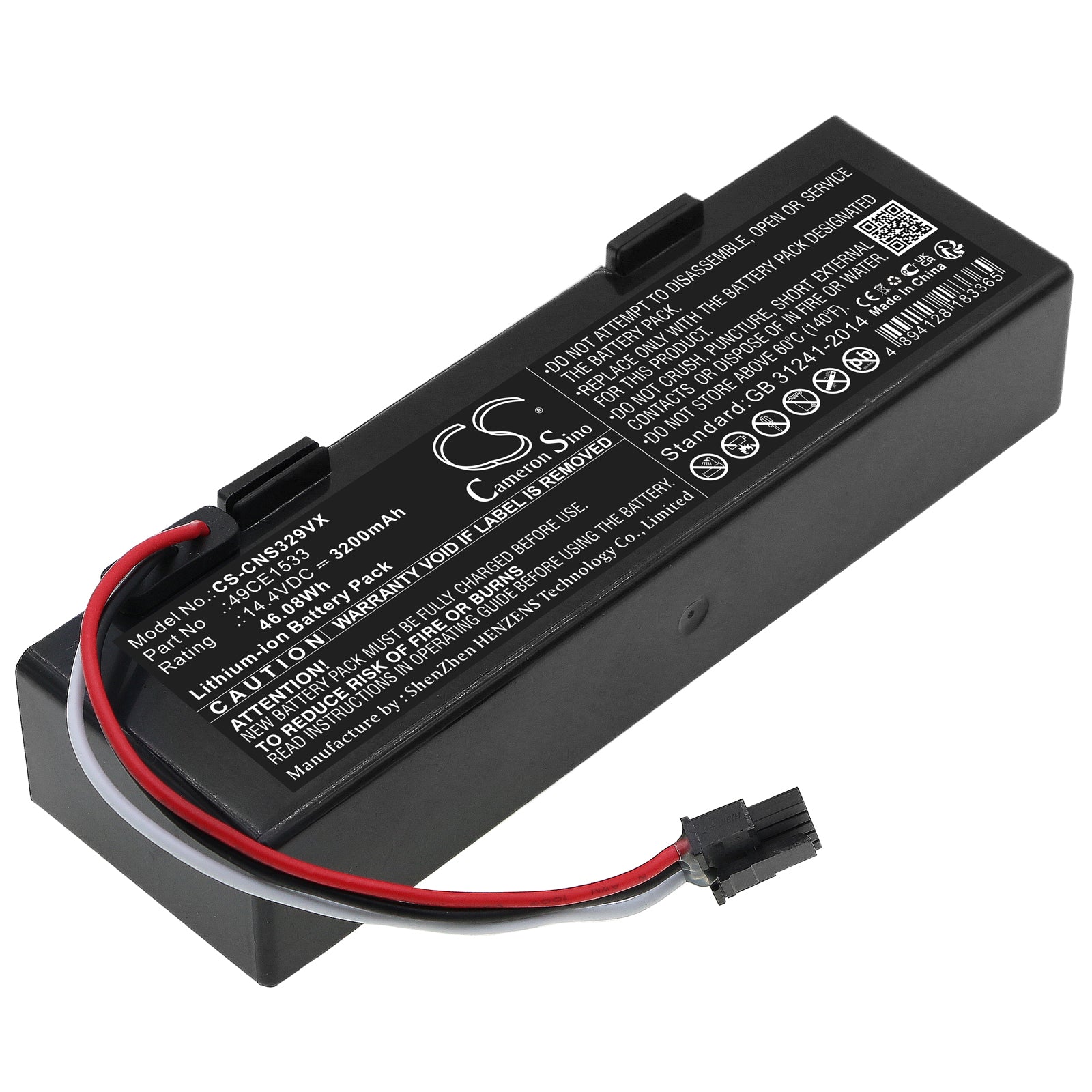 Li-ion, Vacuum Battery fits Eta 2228 Navaggio, Cecotec Conga 3290, 14.4V, 3200mAh Vacuum Cameron Sino Technology Limited