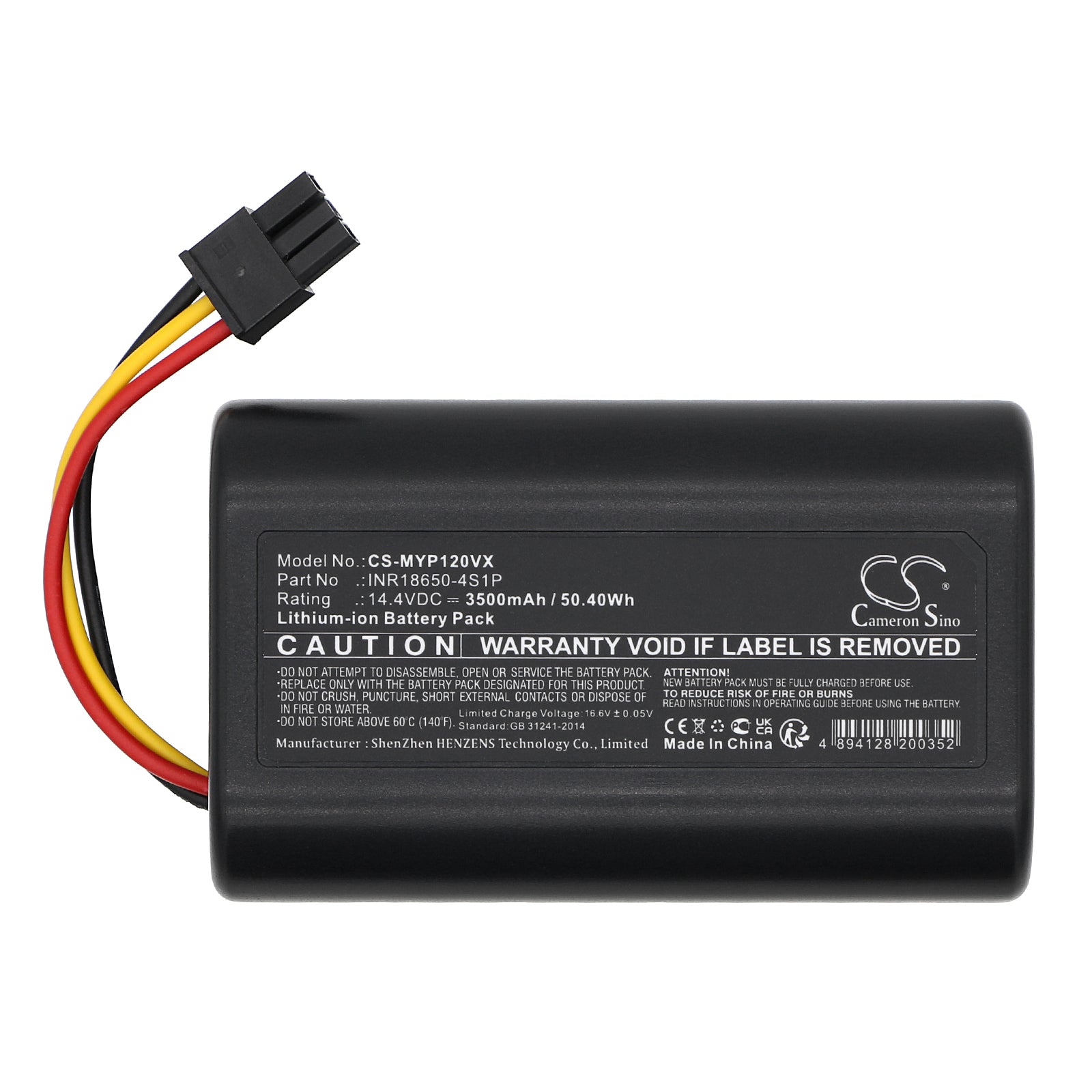 Li-ion, Vacuum Battery fits Moneual P11, 14.4V, 3500mAh Vacuum Cameron Sino Technology Limited