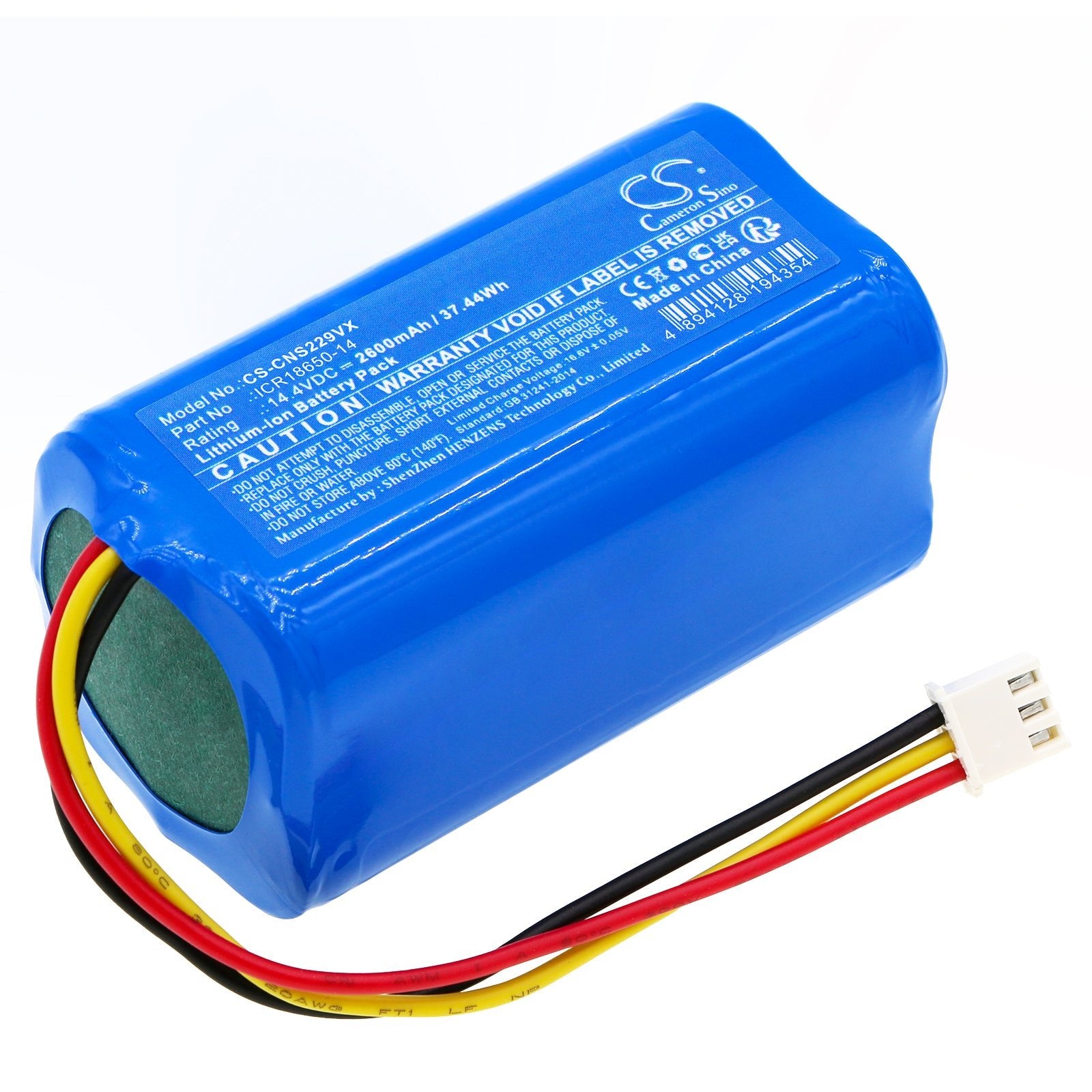 Li-ion, Vacuum Battery fits Neebo Laser, White, 14.4V, 2600mAh Vacuum Cameron Sino Technology Limited