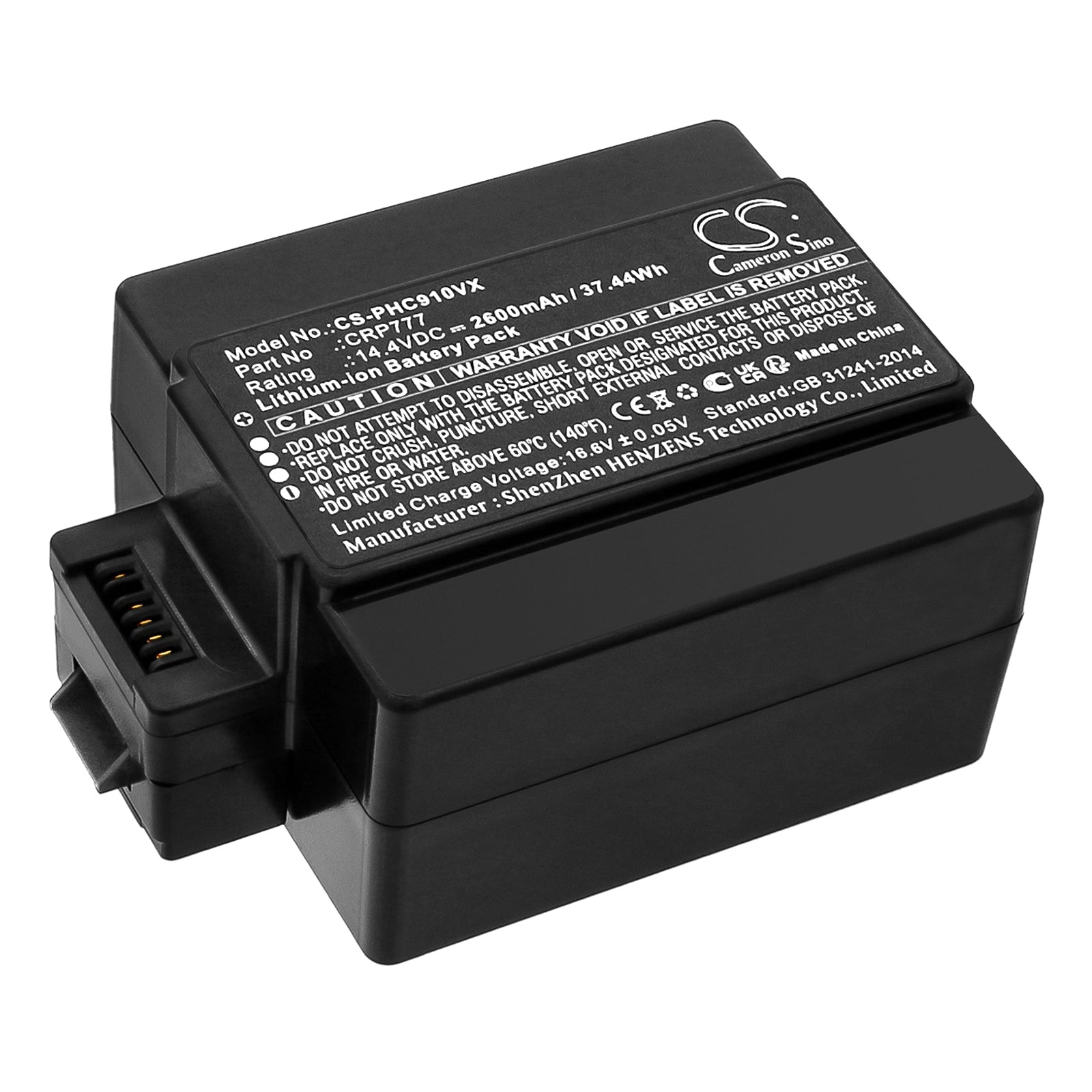Li-ion, Vacuum Battery fits Philips Crp777, Crp777/01, 14.4V, 2600mAh Vacuum Cameron Sino Technology Limited