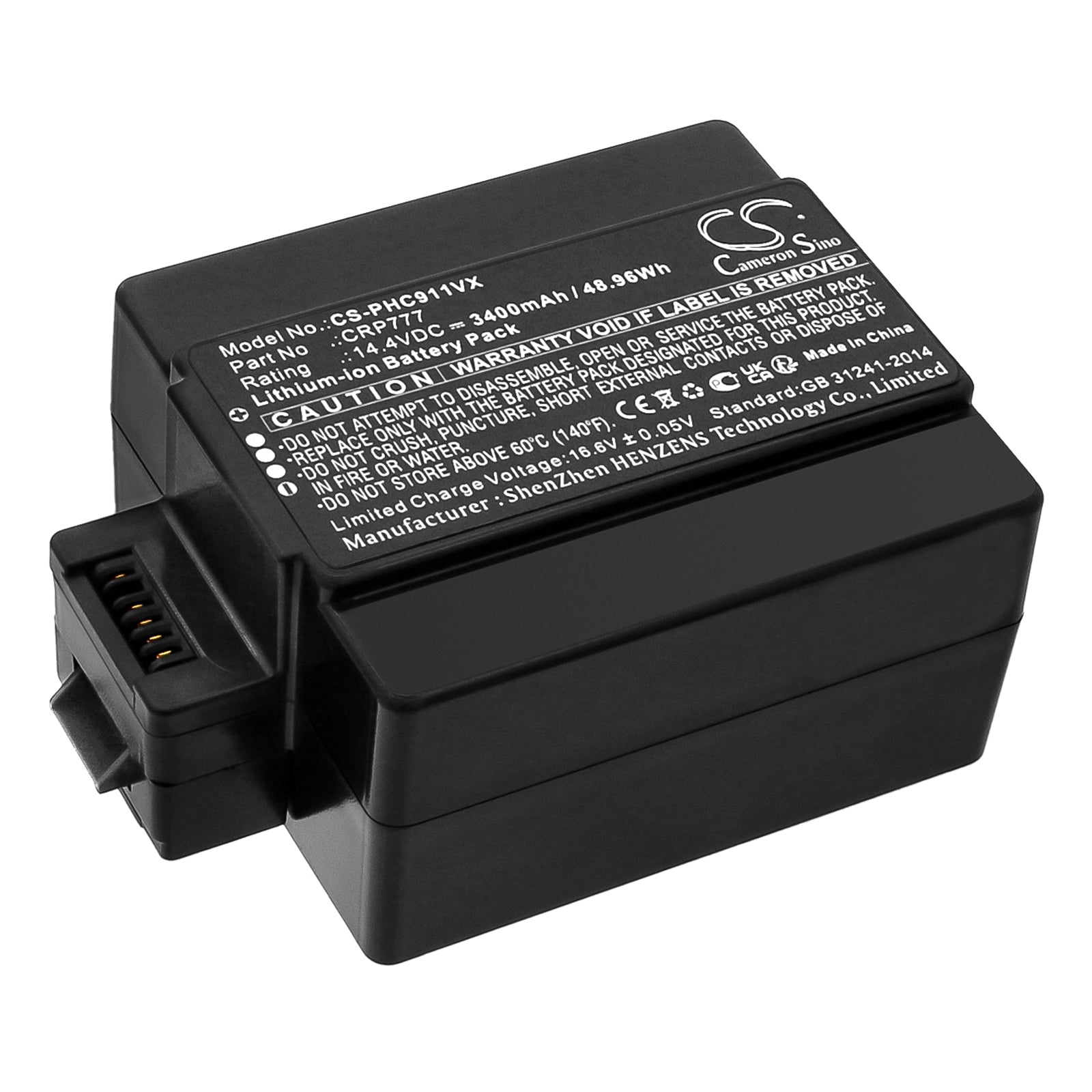 Li-ion, Vacuum Battery fits Philips Crp777, Crp777/01, 14.4V, 3400mAh Vacuum Cameron Sino Technology Limited