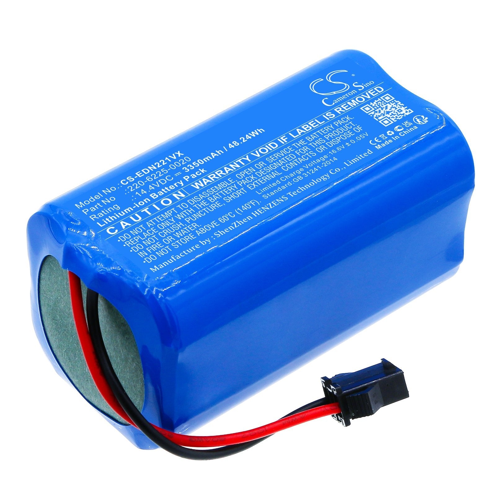Li-ion, Vacuum Battery fits Prixton Siesta, Ultenic D5s Pro, 14.4V, 3350mAh Vacuum Cameron Sino Technology Limited