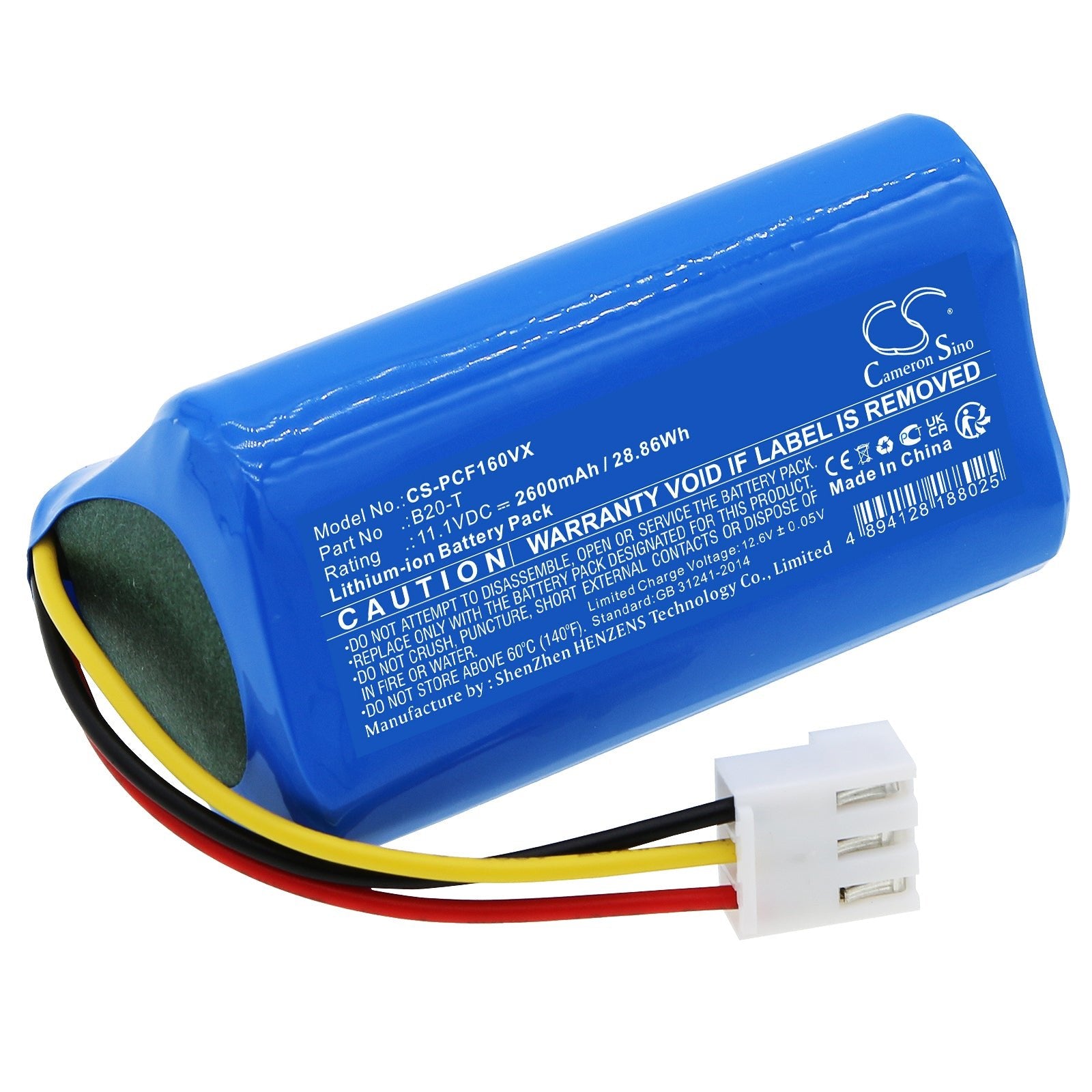 Li-ion, Vacuum Battery fits Proscenic F16, 11.1V, 2600mAh Vacuum Cameron Sino Technology Limited