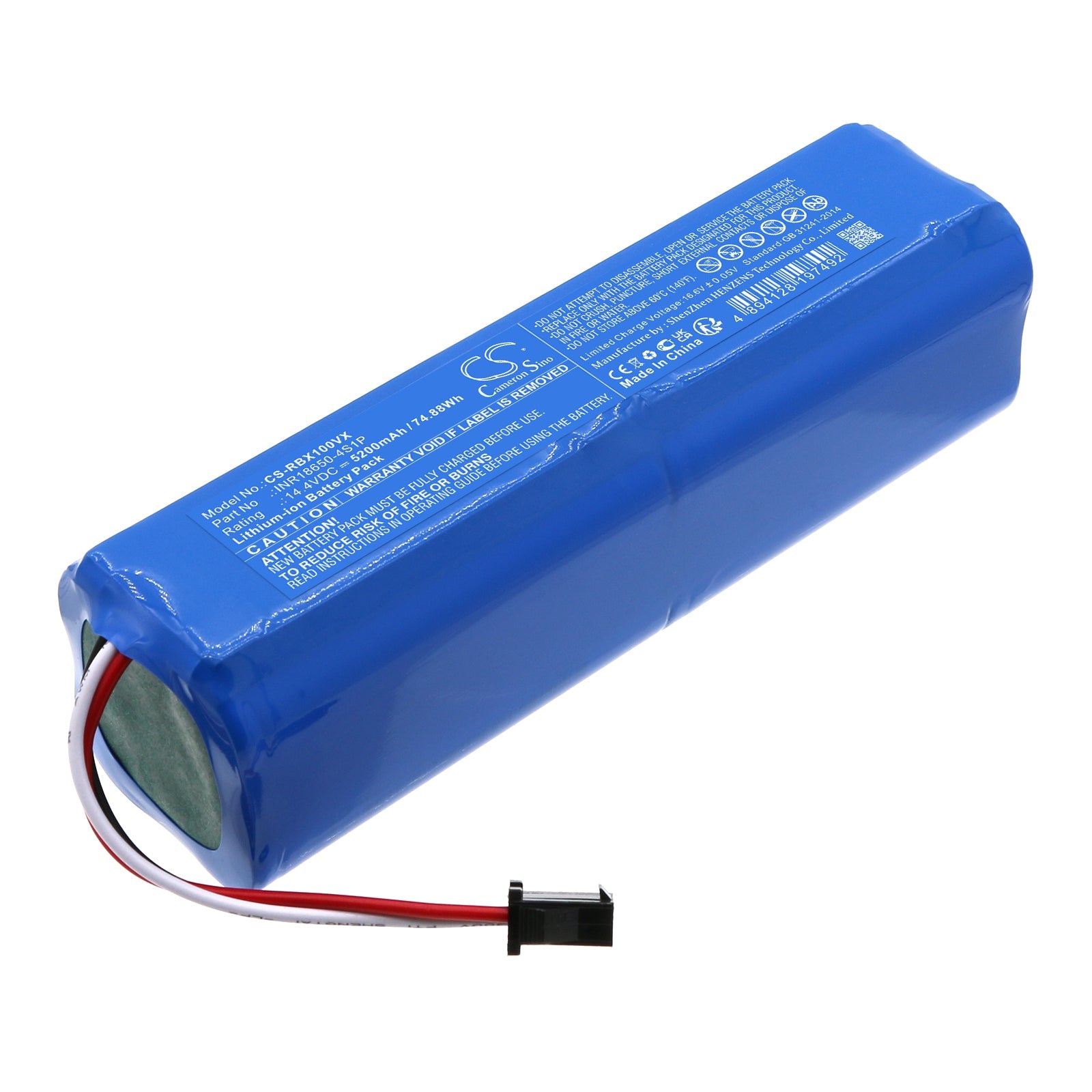 Li-ion, Vacuum Battery fits Robojet Force, X-level, 14.4V, 5200mAh Vacuum Cameron Sino Technology Limited