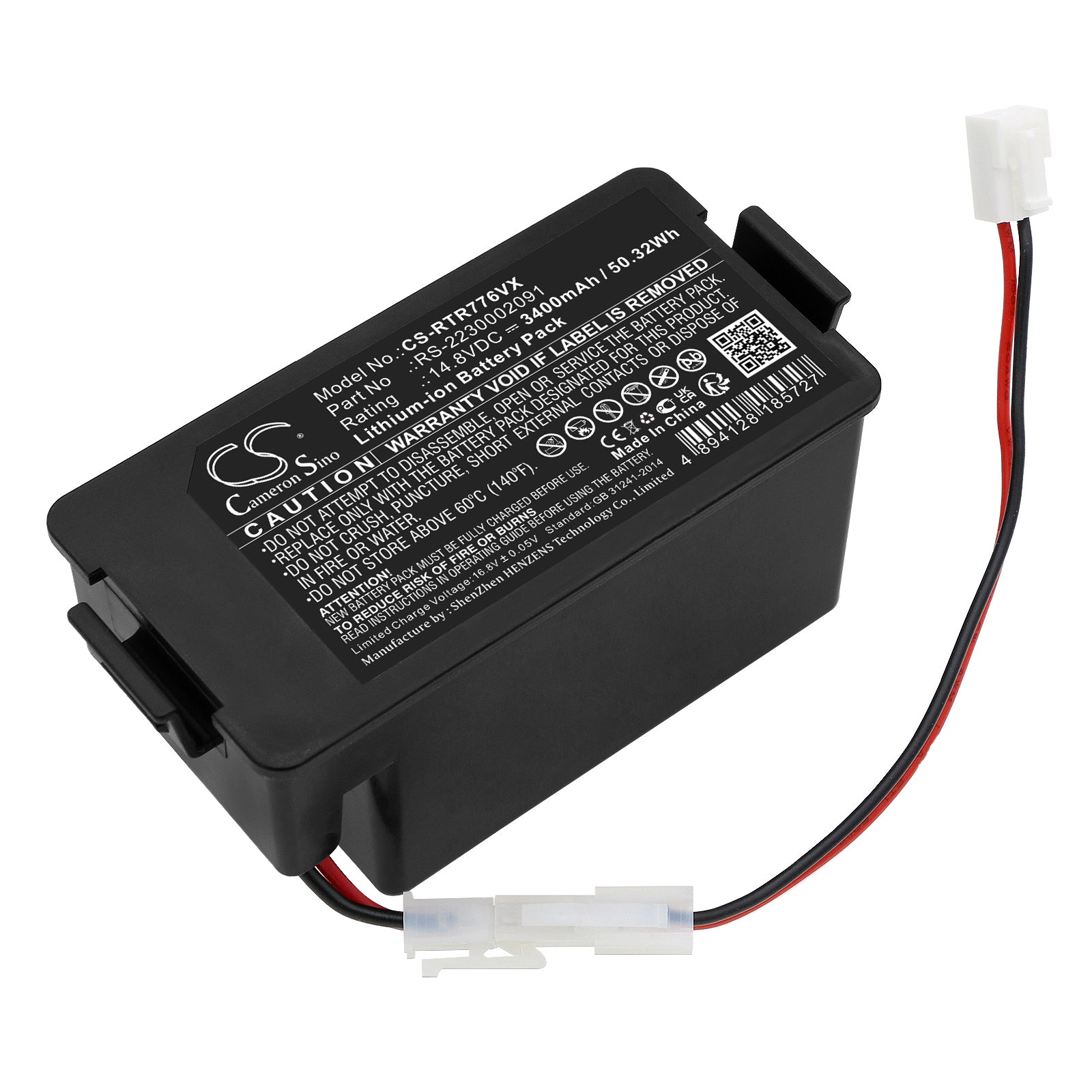 Li-ion, Vacuum Battery fits Rowenta Explorer 80, Rr 7747 Wh 4q0, 14.8V, 3400mAh Vacuum Cameron Sino Technology Limited