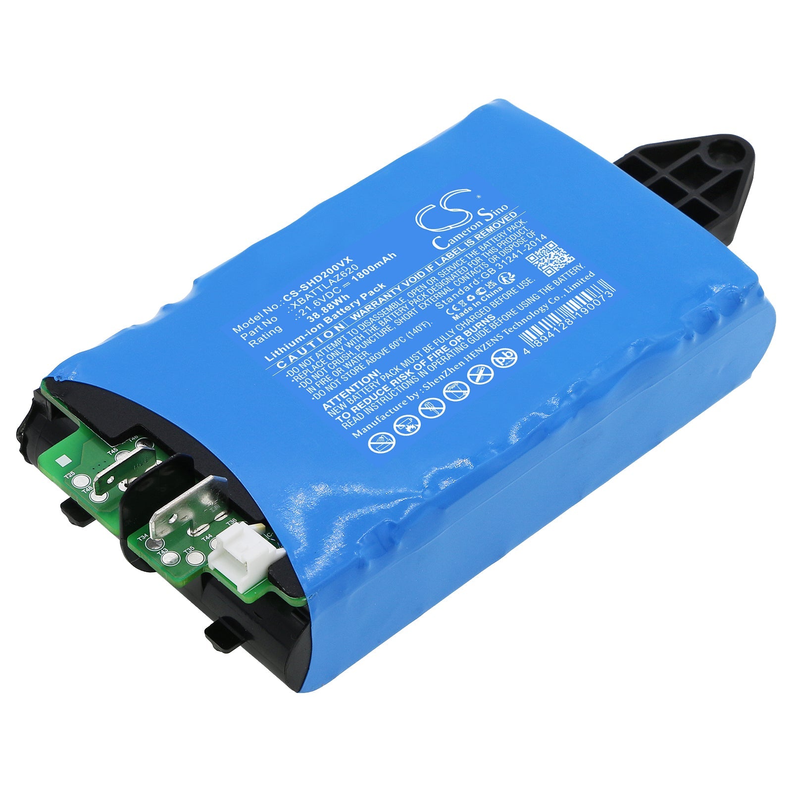 Li-ion, Vacuum Battery fits Shark Aw201, Hydrovac Cordless Pro Xl, 21.6V, 1800mAh Vacuum Cameron Sino Technology Limited