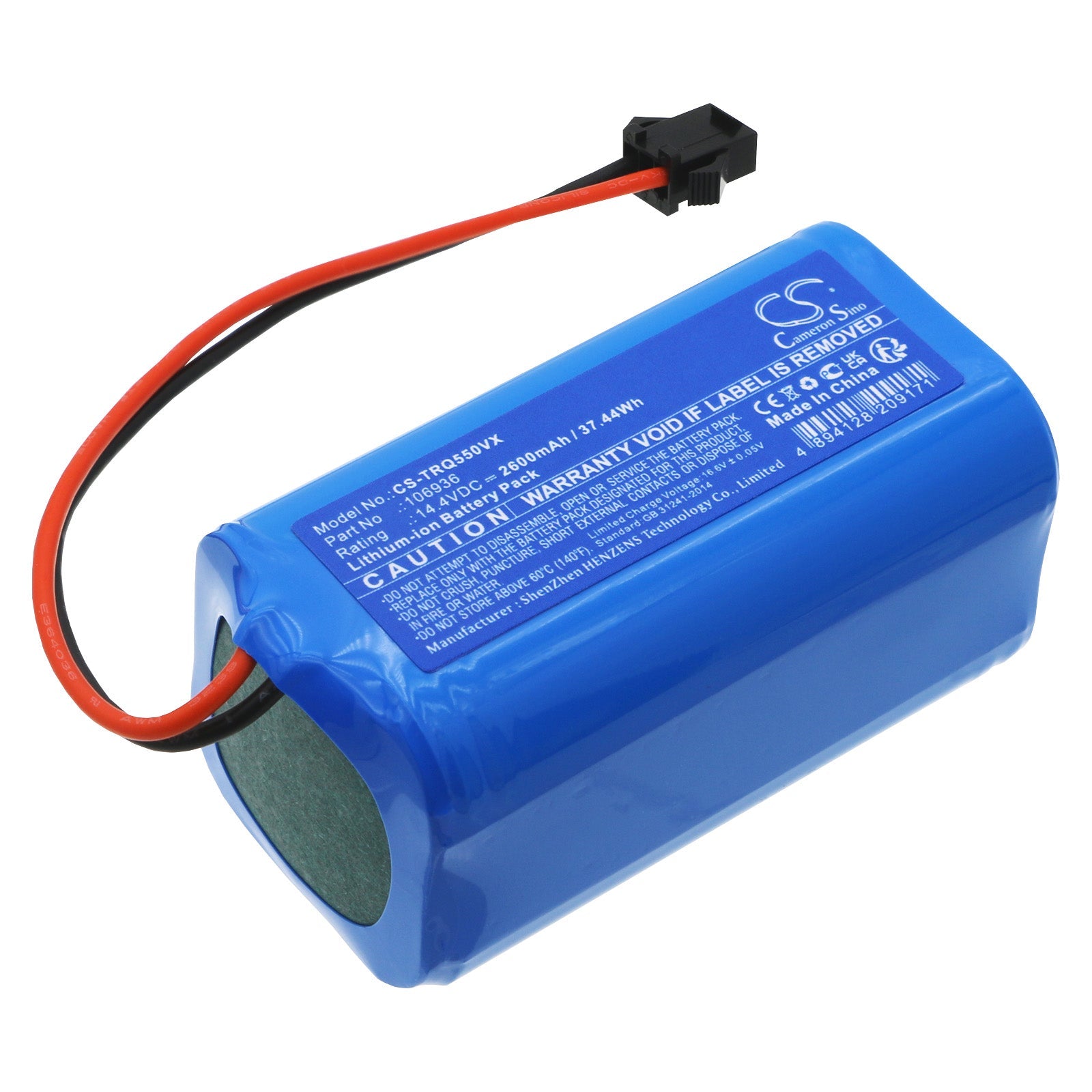 Li-ion, Vacuum Battery fits Tesla Robostar Iq550, 14.4V, 2600mAh Vacuum Cameron Sino Technology Limited