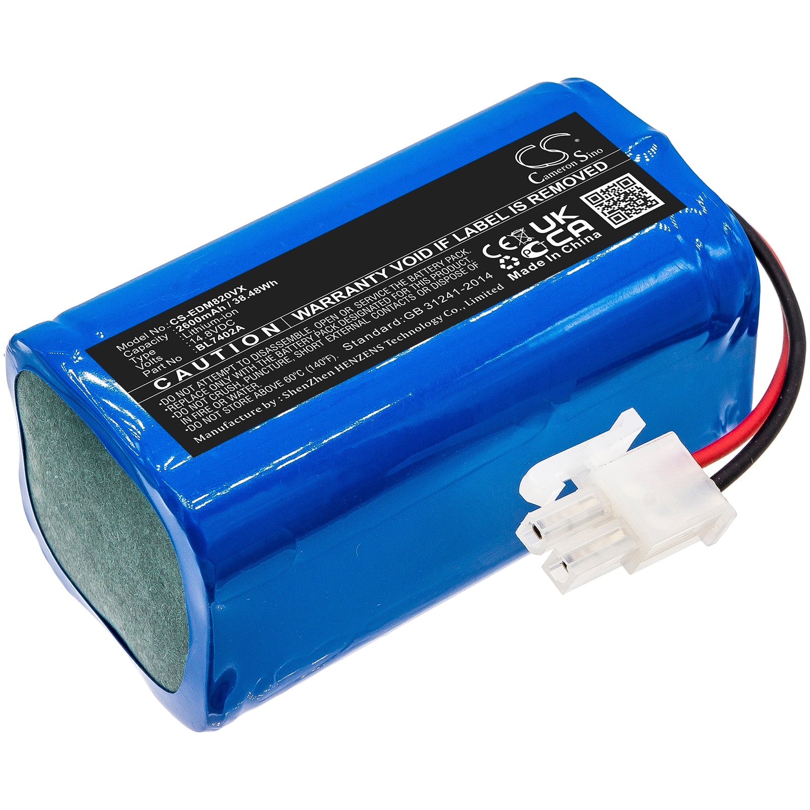 Li-ion, Vacuum Battery fits Tesla Robostar T50, Robostar T60, 14.8V, 2600mAh Vacuum Cameron Sino Technology Limited