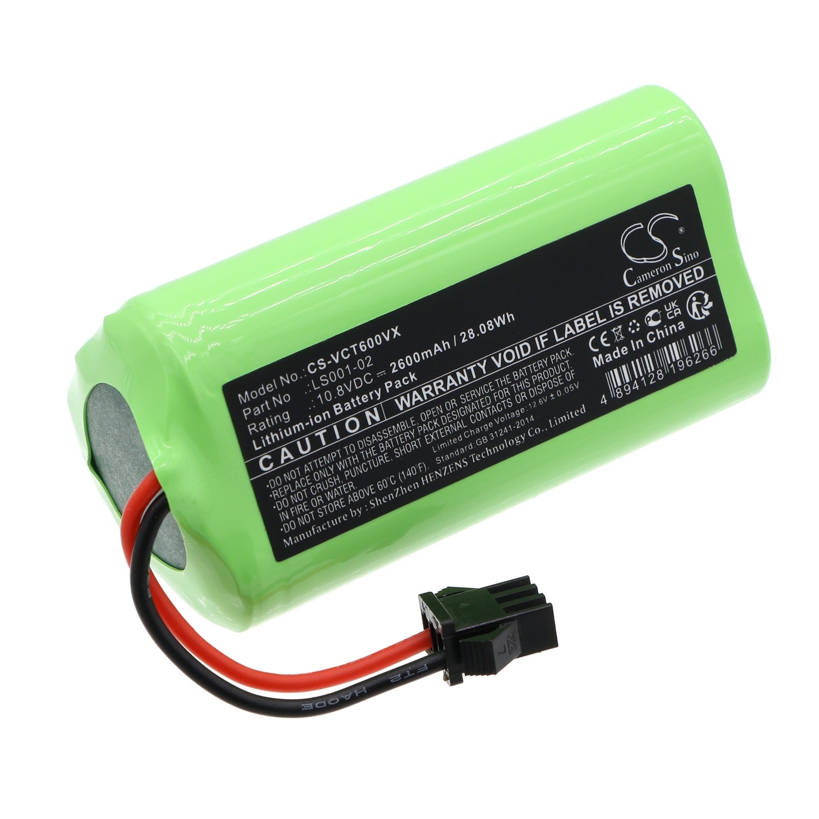 Li-ion, Vacuum Battery fits Vactidy T6, T7, 10.8V, 2600mAh Vacuum Cameron Sino Technology Limited