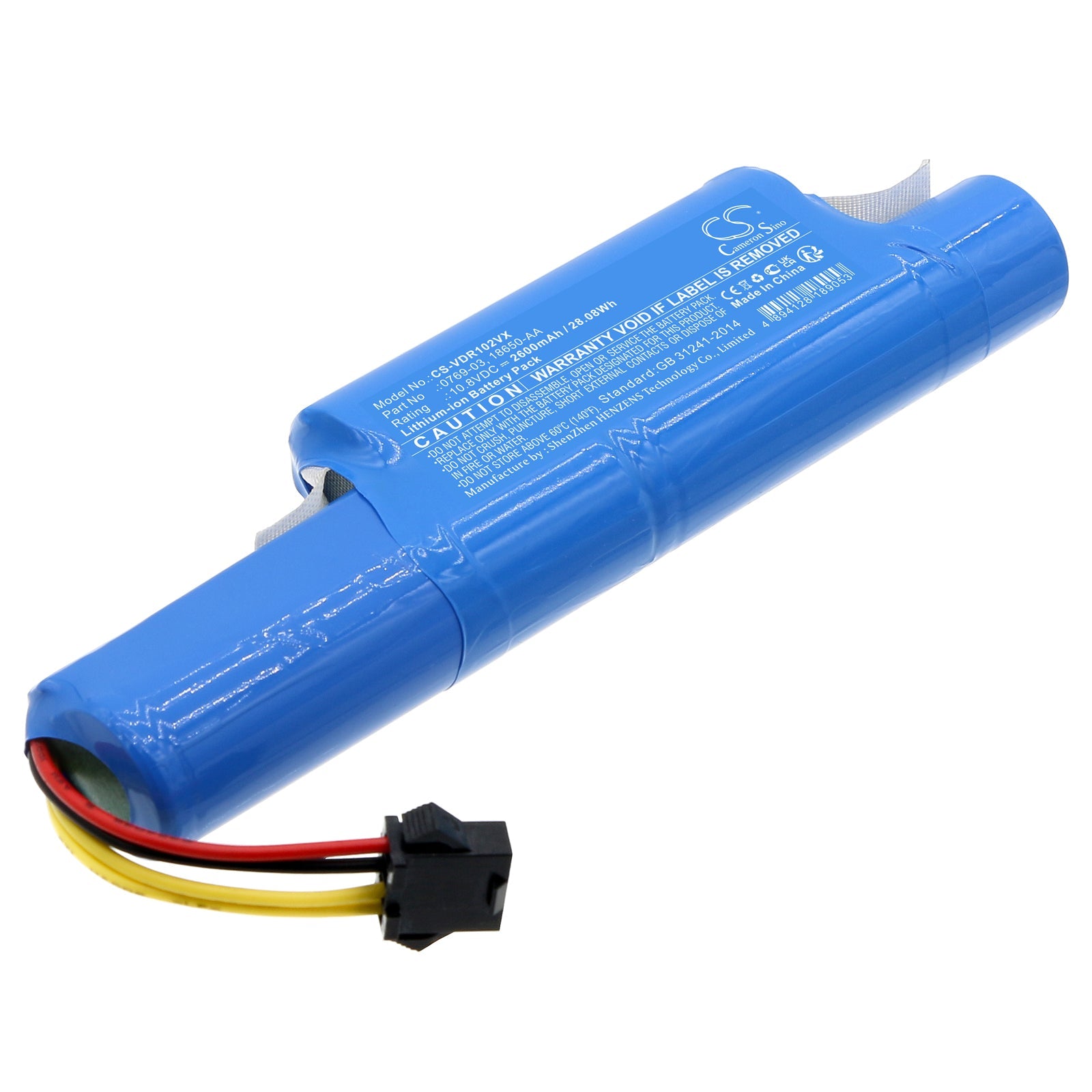 Li-ion, Vacuum Battery fits Vileda Vr 102, Vr 201 Petpro, 10.8V, 2600mAh Vacuum Cameron Sino Technology Limited