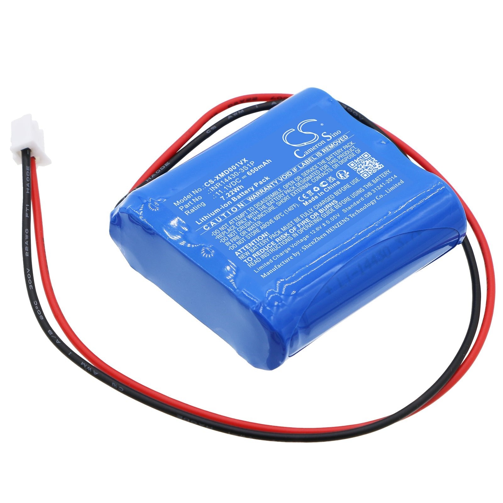 Li-ion, Vacuum Battery fits Xiaomi Mijia Wxcdj01swdk, 11.1V, 650mAh Vacuum Cameron Sino Technology Limited