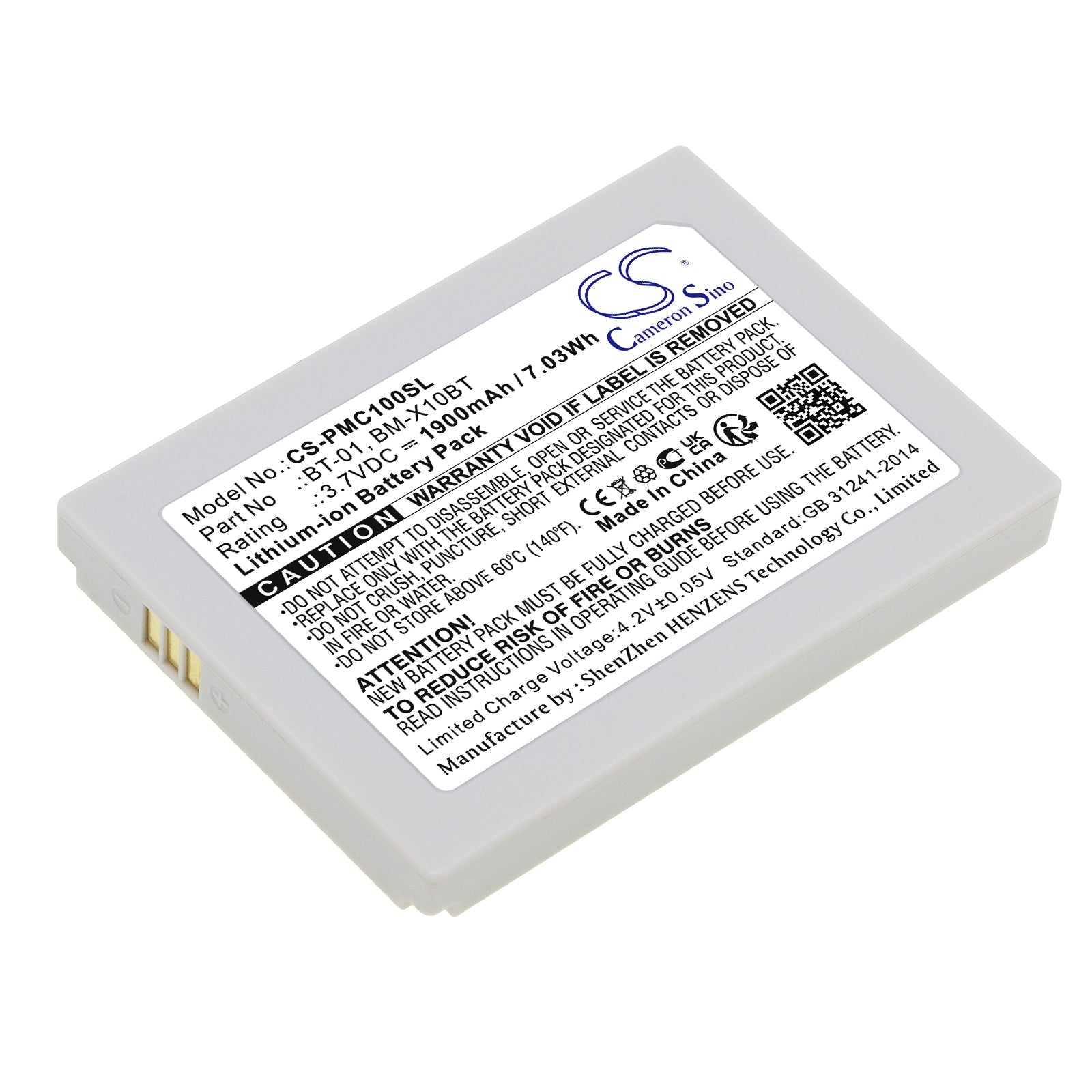 Li-ion, Wireless Headset Battery fits Pliant 00004394, 4445, 3.7V, 1900mAh Wireless Headset Cameron Sino Technology Limited