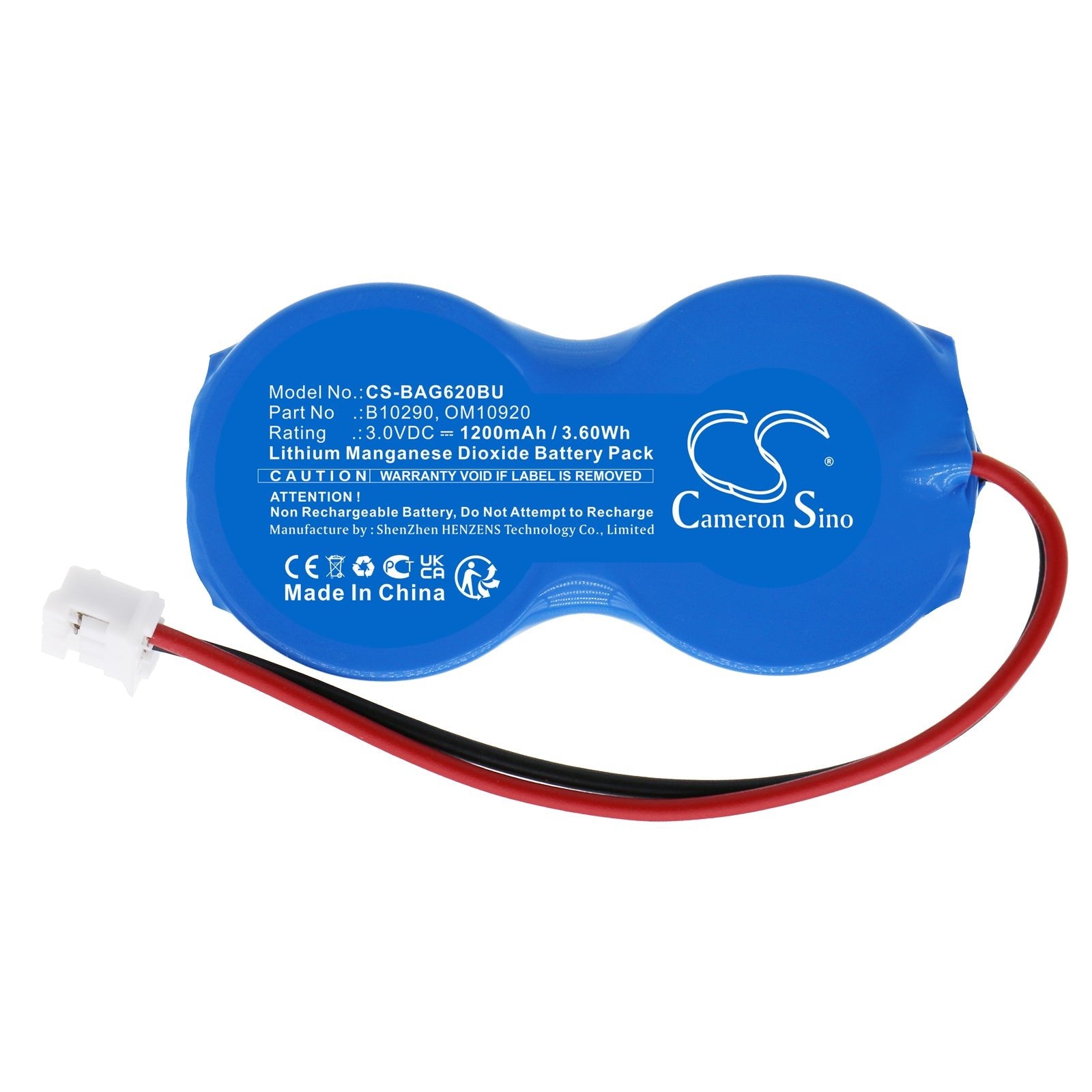 Li-MnO2, Medical Battery fits Carefusion Scanner 8015, Baxter Healthcare Flo-gard 6201, 3.0V, 1200mAh Medical Cameron Sino Technology Limited