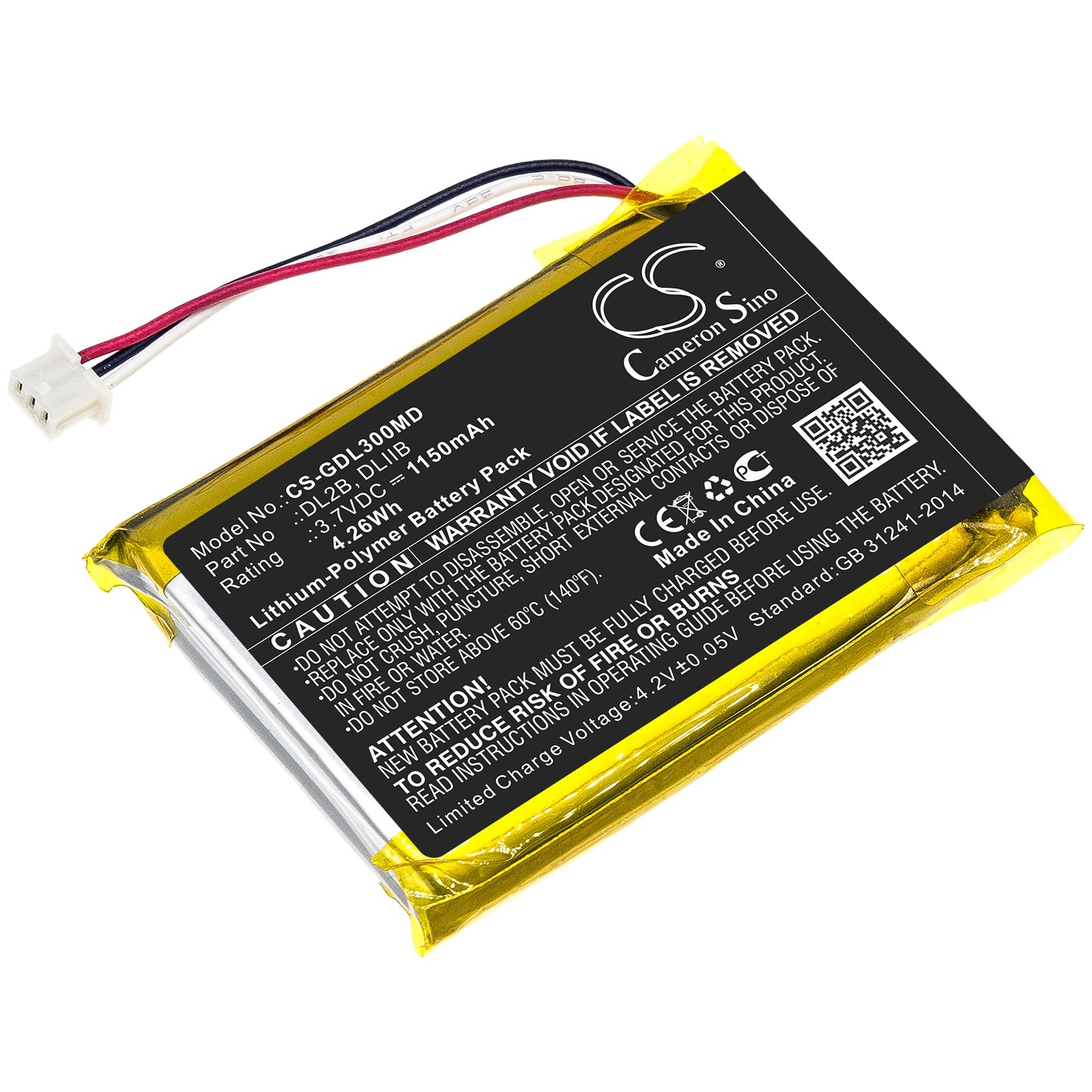 Li-Polymer Battery fits 3gen, Dl2b, Dliib 3.7V, 1150mAh Medical Cameron Sino Technology Limited