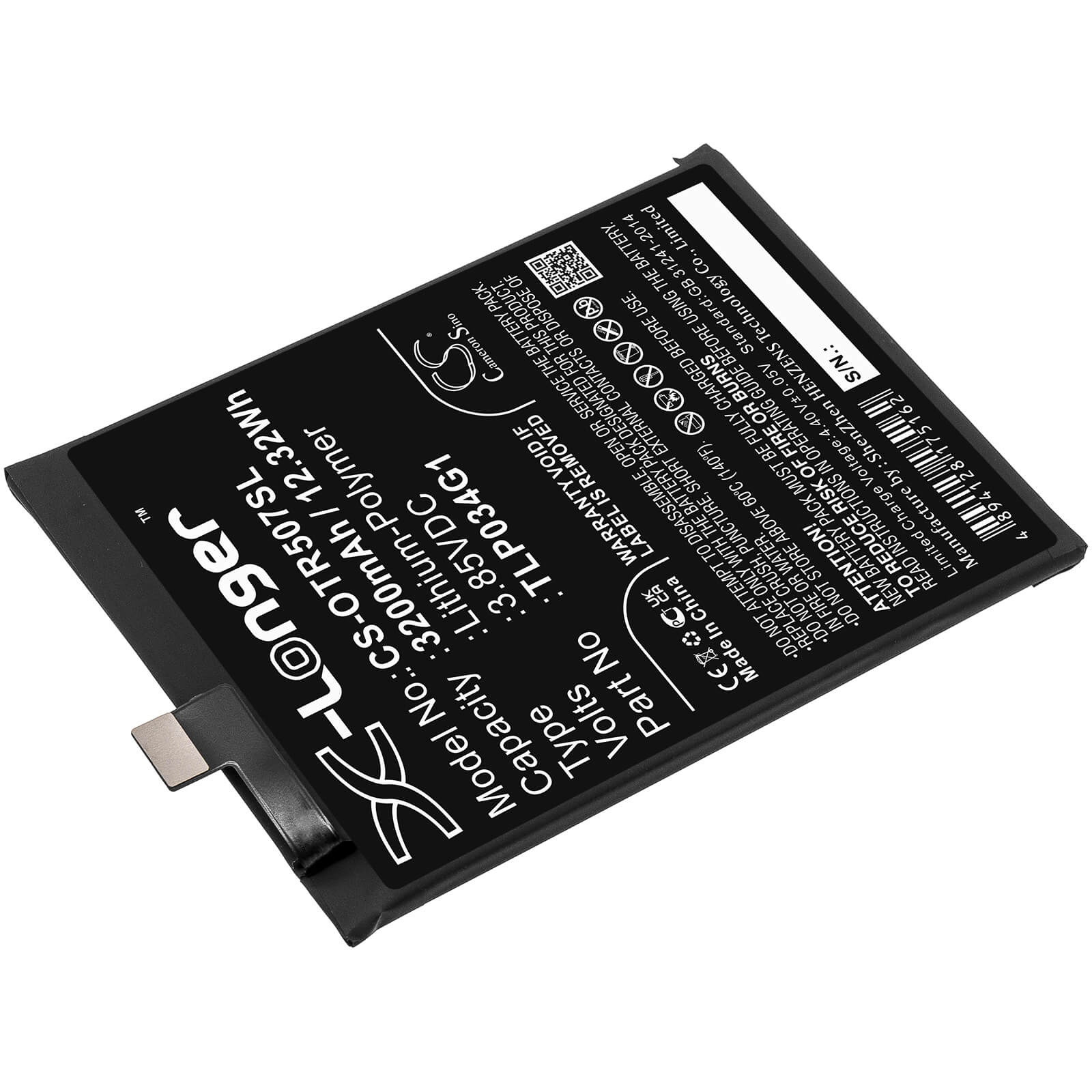 Li - Polymer Battery fits Alcatel, Ot - 5007s 3.85V, 3200mAh / 12.32Wh - Batterybuyer.ca