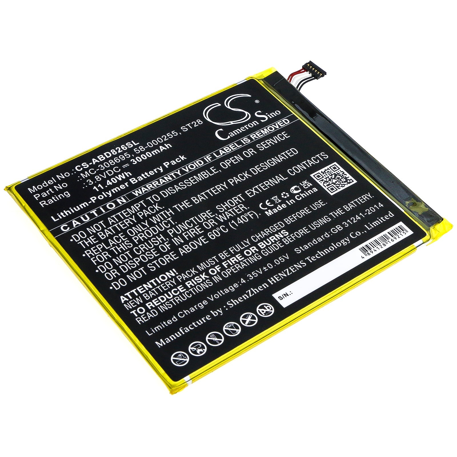Li-Polymer Battery fits Amazon, Kindle Fire 2019 9th Generatio, Kindle Fire M8s26g 3.8V, 3000mAh Tablet Cameron Sino Technology Limited