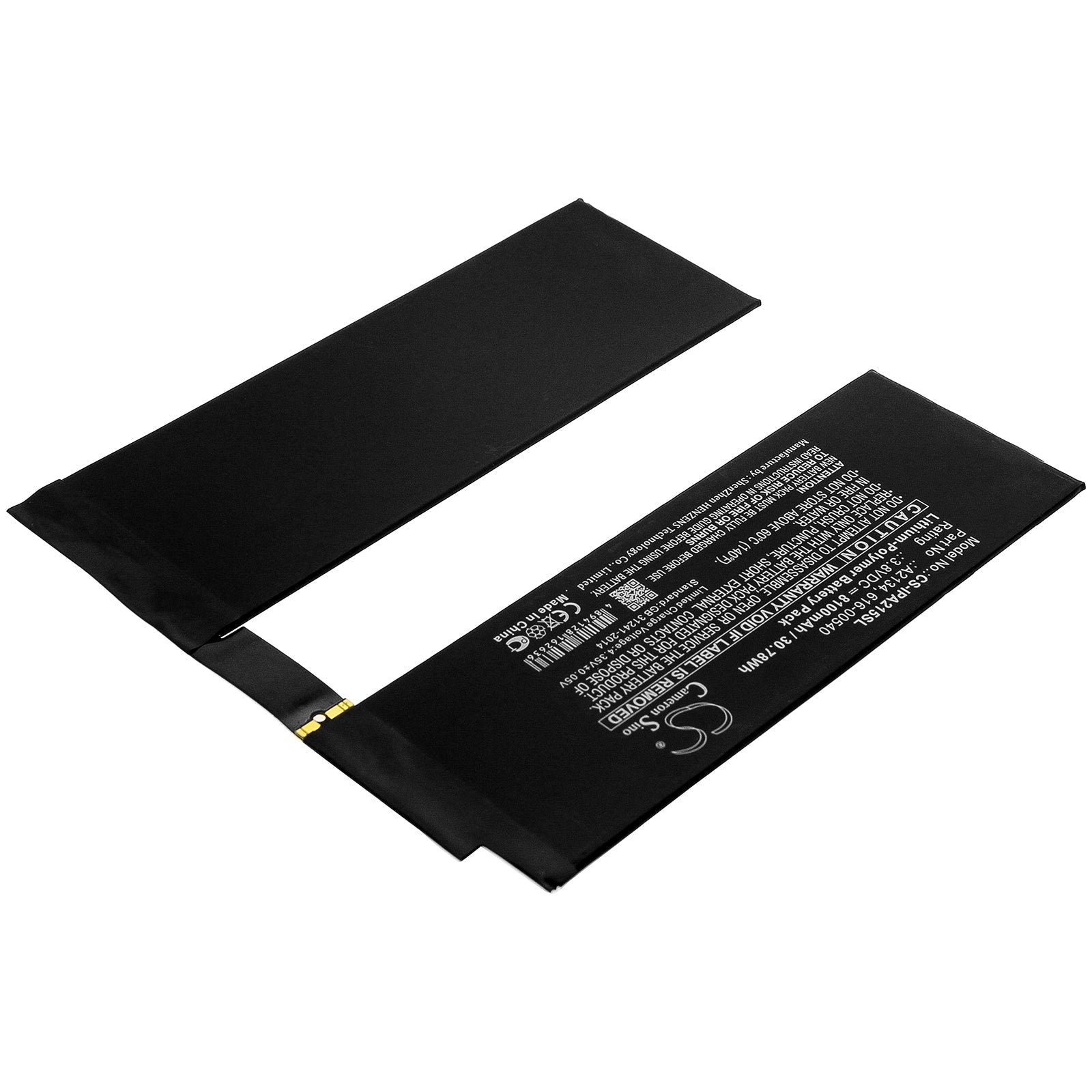 Li-Polymer Battery fits Apple, A2123, A2152 3.8V, 8100mAh Tablet Cameron Sino Technology Limited