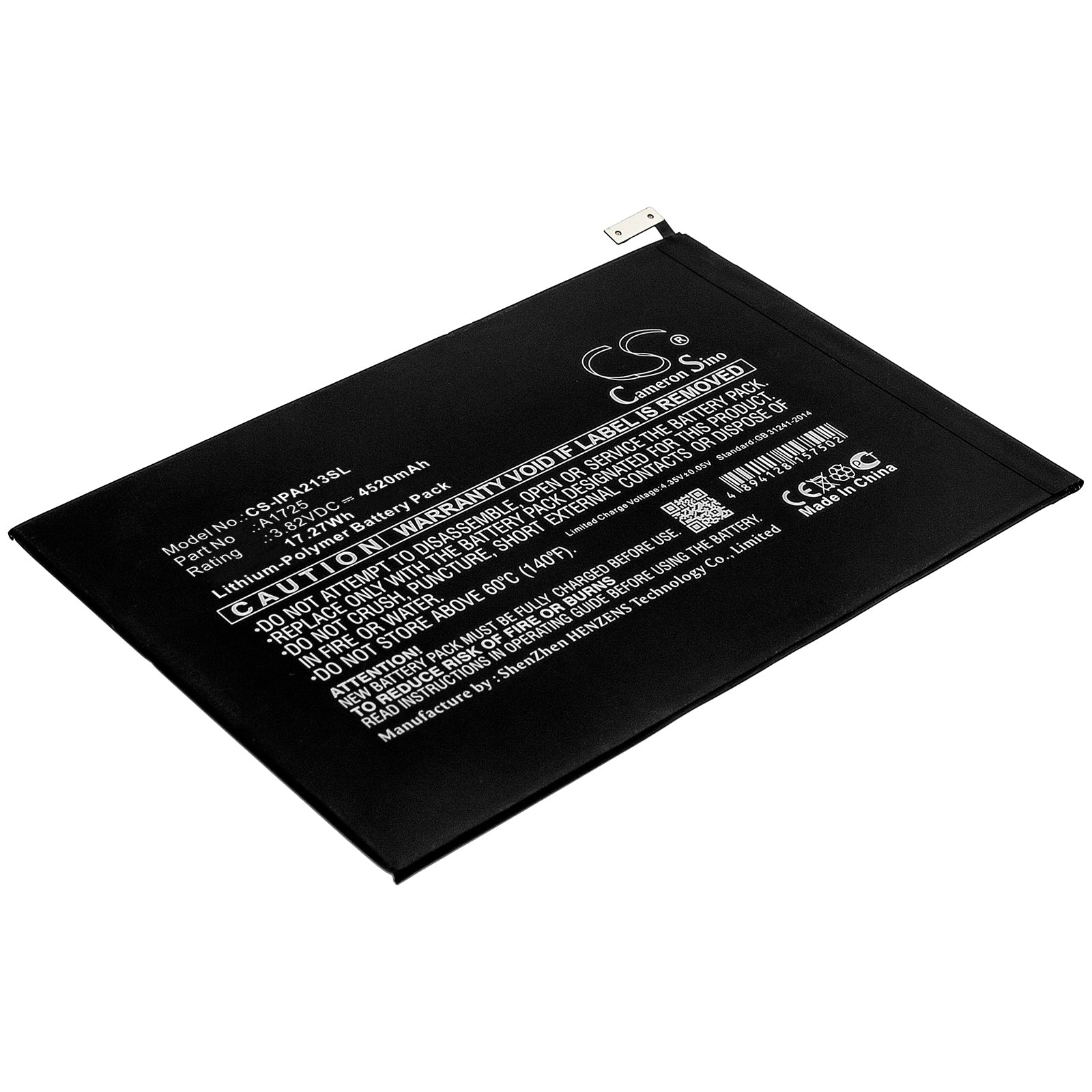 Li-Polymer Battery fits Apple, A2124, A2126 3.82V, 5120mAh Tablet Cameron Sino Technology Limited