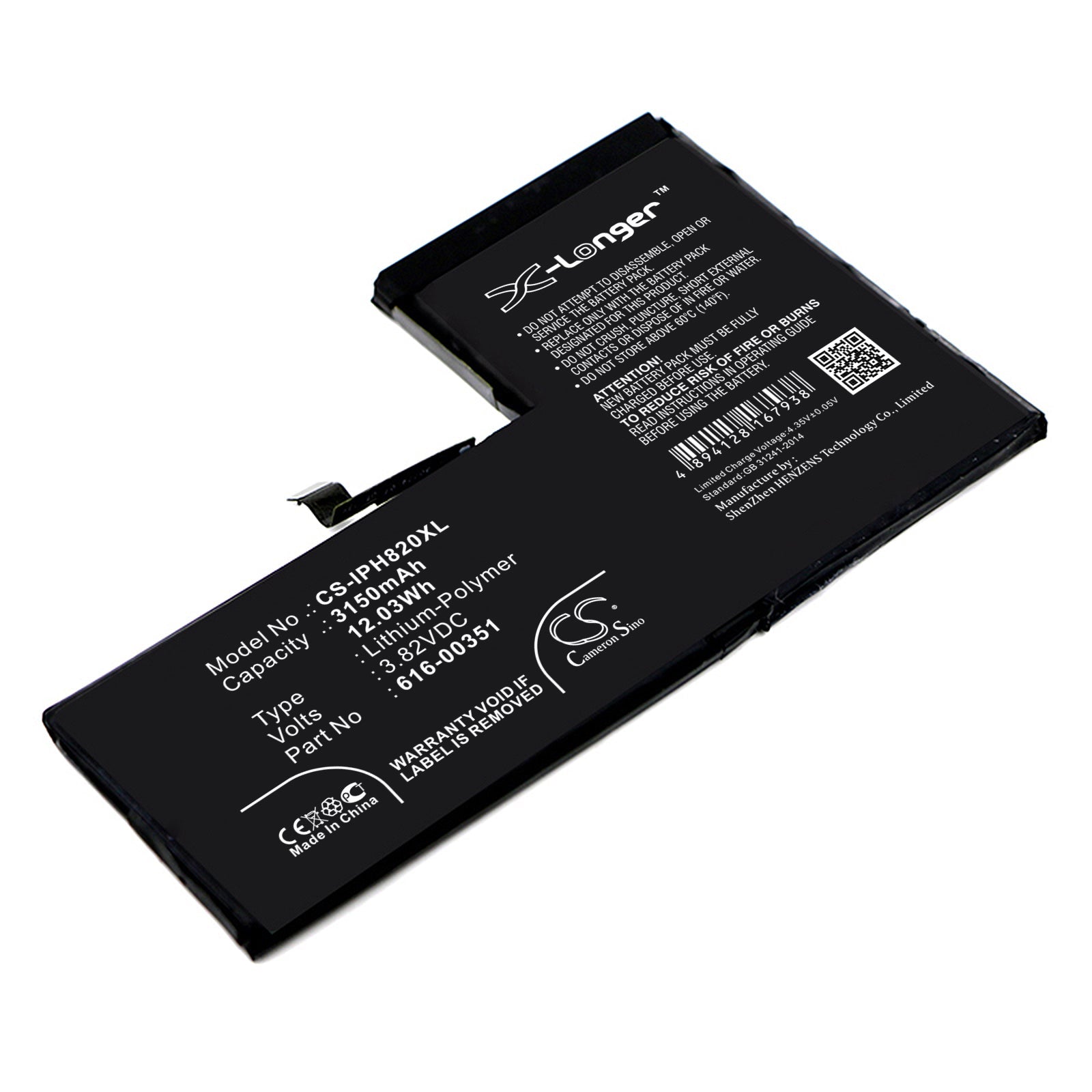Li - Polymer Battery fits Apple, Iphone X, Mqa52ll/a, Mqa62ll/a 3.82V, 3150mAh - Batterybuyer.ca