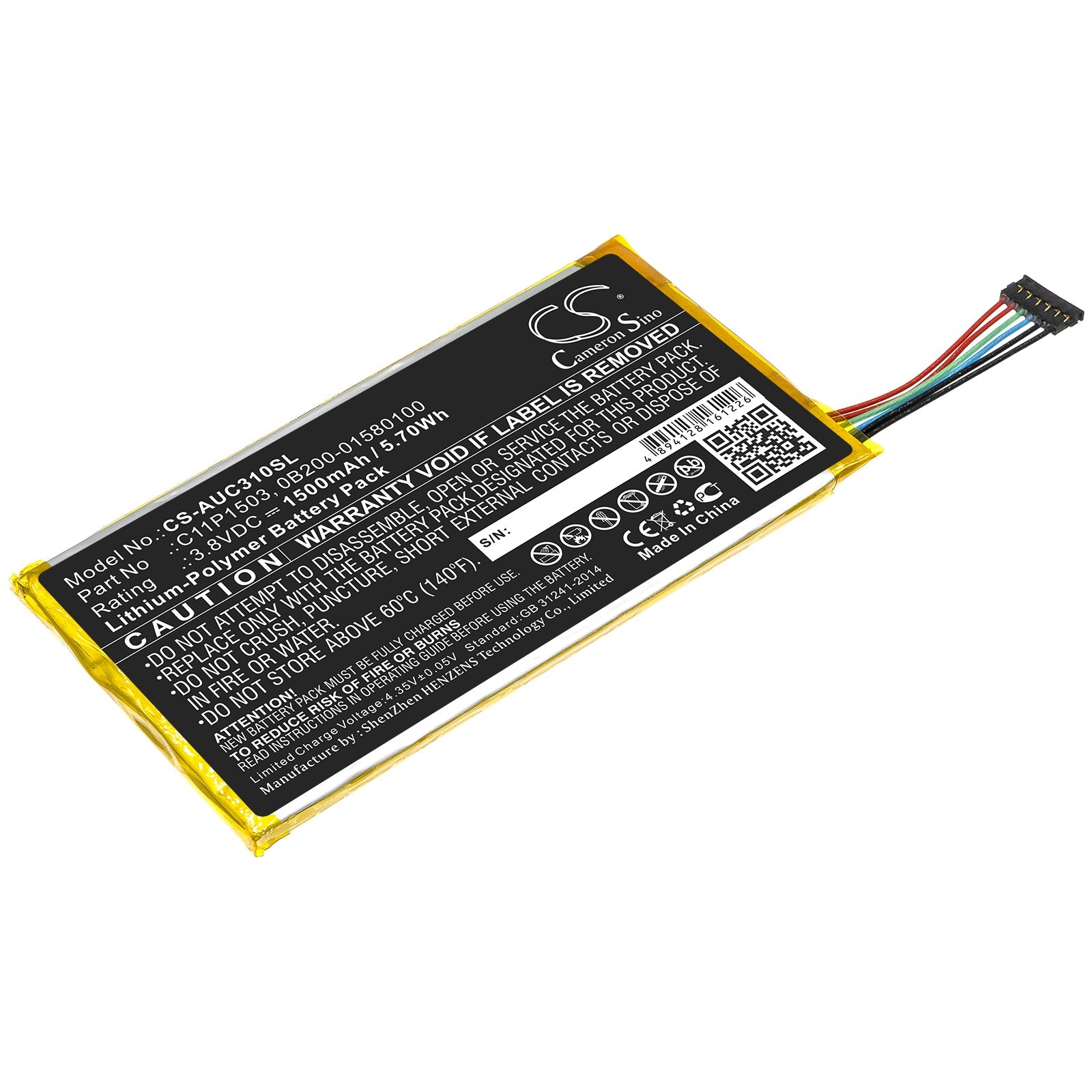 Li-Polymer Battery fits Asus, 0b200-01580100, C11p1503 3.8V, 1500mAh Computer Cameron Sino Technology Limited (Suspended)