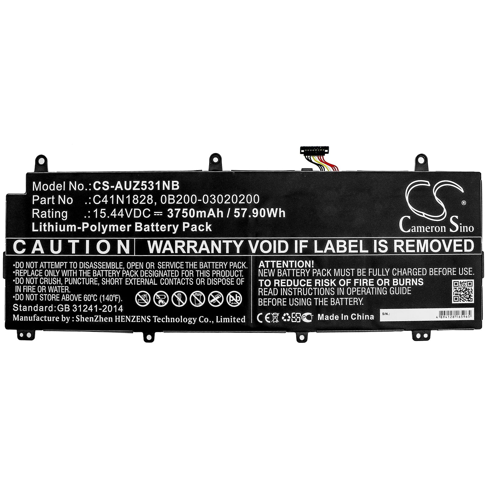 Li-Polymer Battery fits Asus, Gx531gv, Gx531gw, Gx531gw-78a27cb1 15.44V, 3750mAh Notebook & Laptop Cameron Sino Technology Limited