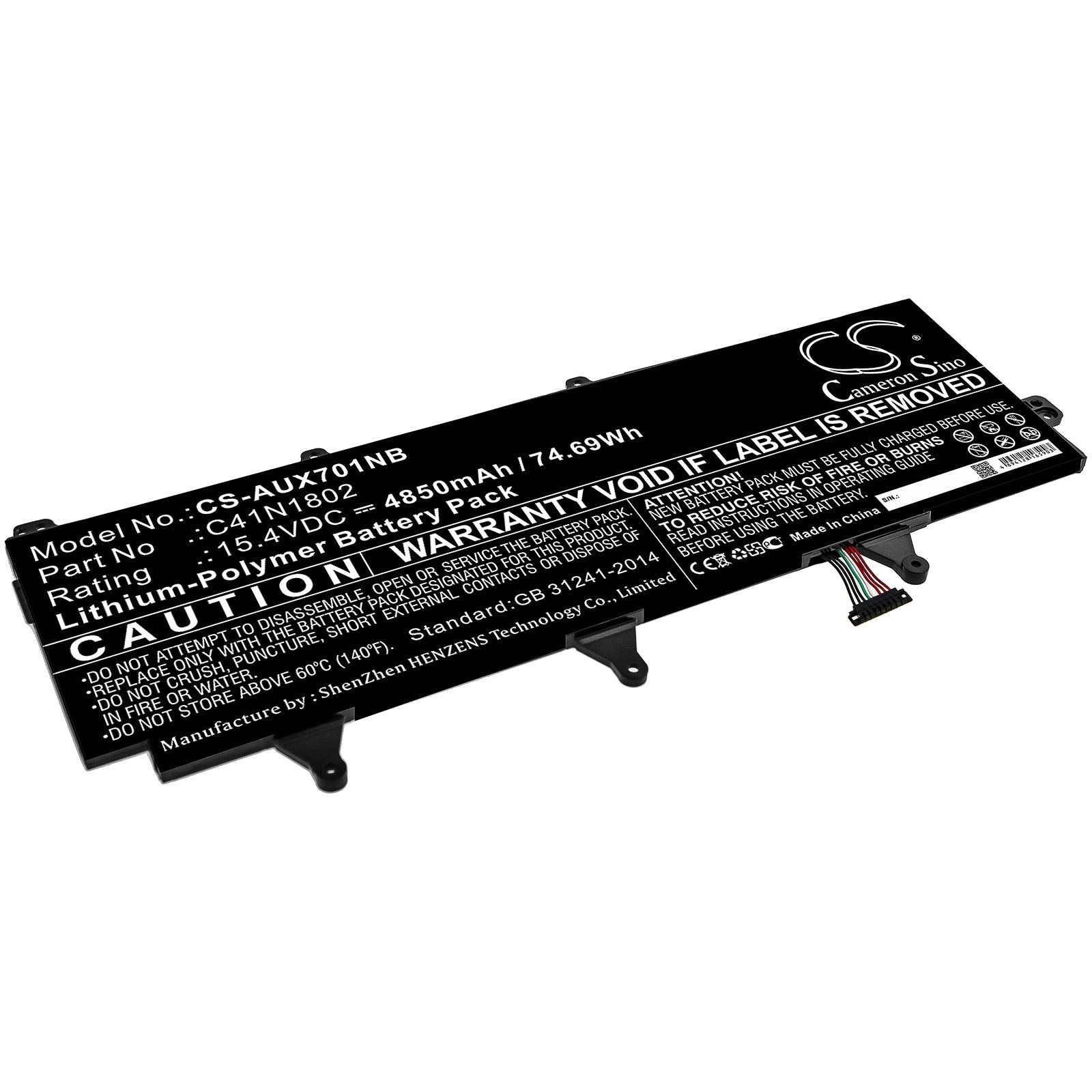 Li-Polymer Battery fits Asus, Gx701g, Gx701gv-ev016t, Gx701gv-ev052t 15.4V, 4850mAh Notebook & Laptop Cameron Sino Technology Limited