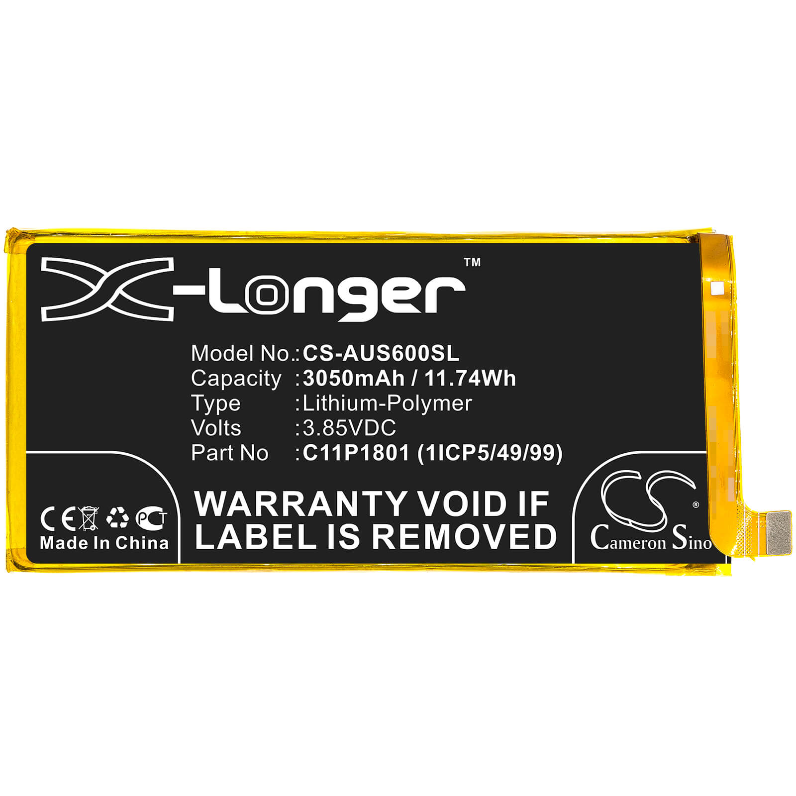 Li - Polymer Battery fits Asus, Rog Phone, Zs600kl 3.85V, 3850mAh - Batterybuyer.ca