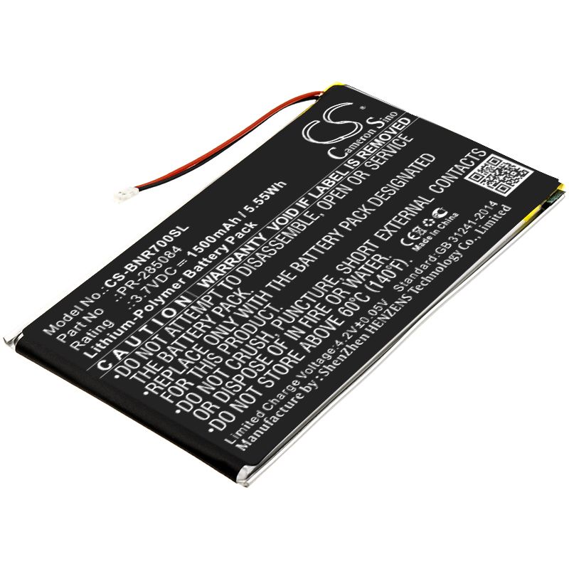 Li-Polymer Battery fits Barnes & Noble, Bnrv700, Glowlight Plus 7.8 3.7V, 1500mAh Tablet Cameron Sino Technology Limited