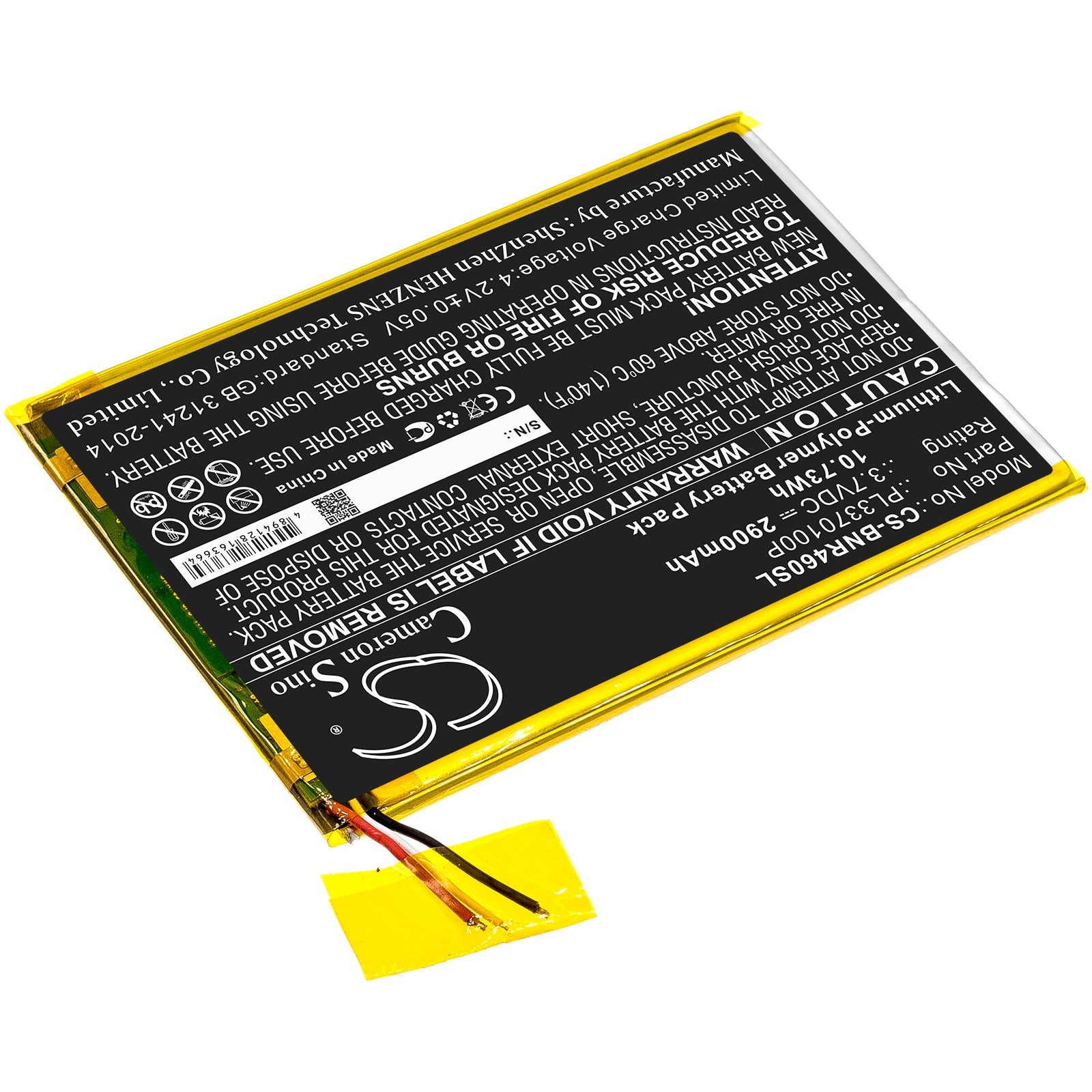 Li-Polymer Battery fits Barnes & Noble, Bntv460, Nook 7 3.7V, 2900mAh Tablet Cameron Sino Technology Limited