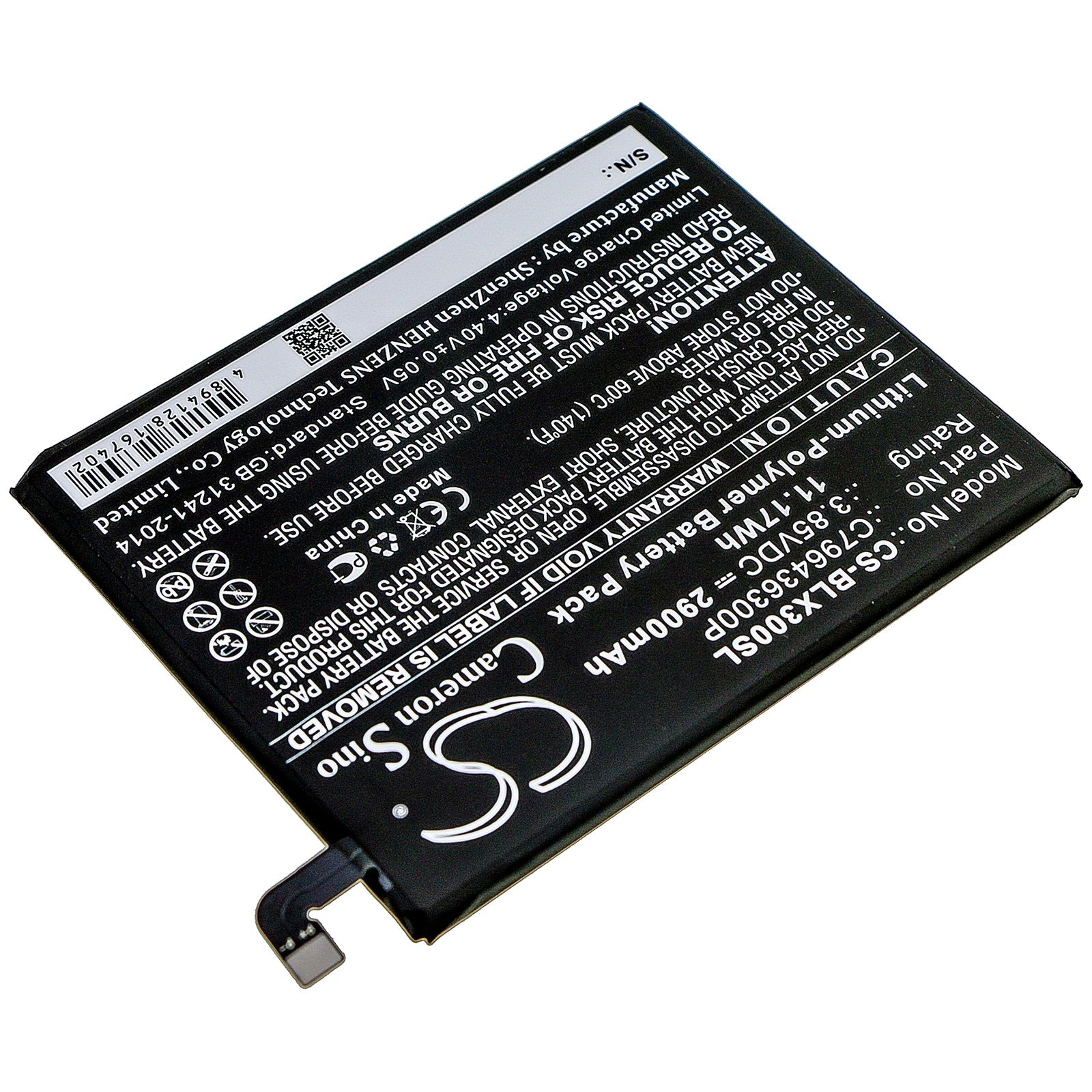 Li - Polymer Battery fits Blu, V0210ww, Vivo Xl3 Plus 3.85V, 2900mAh - Batterybuyer.ca