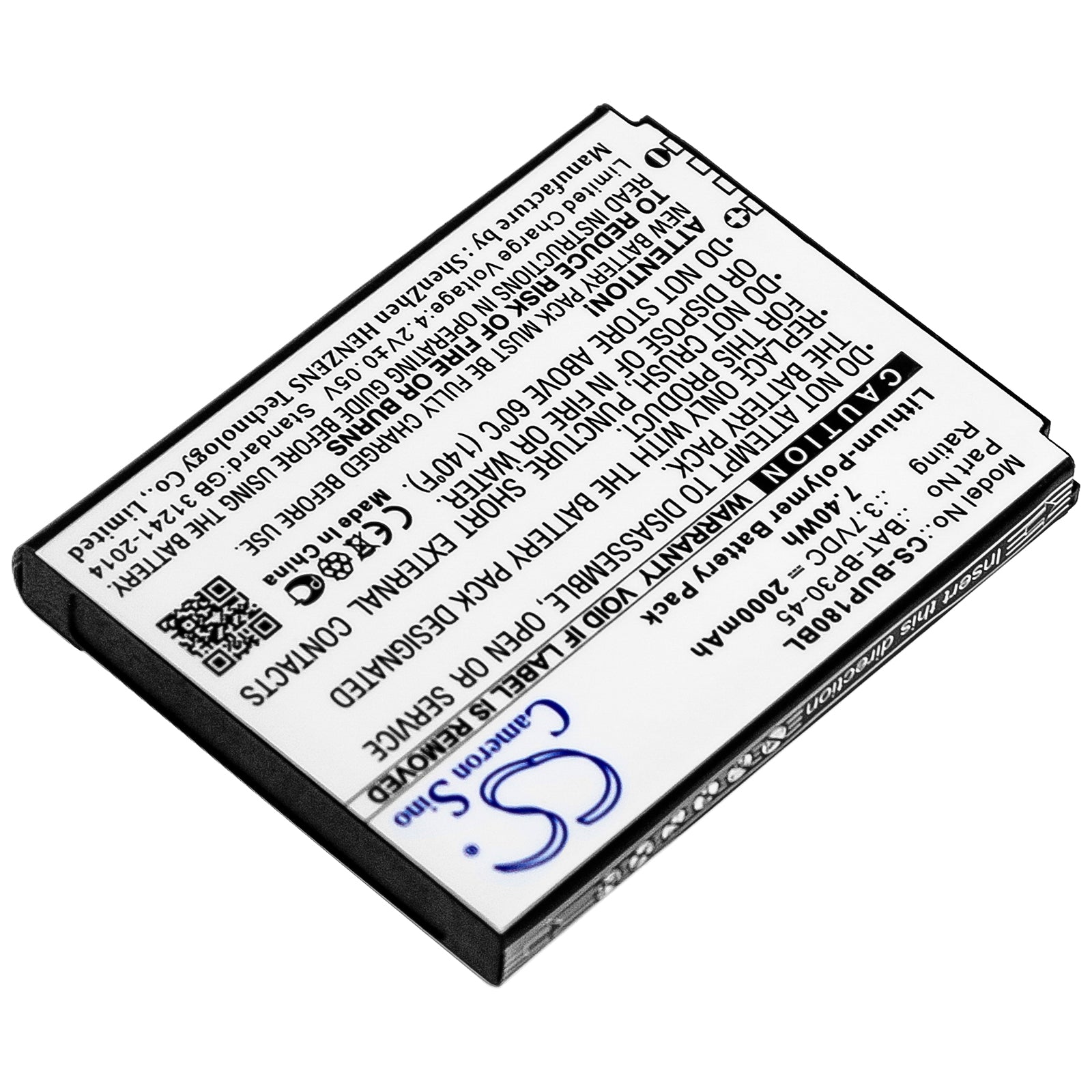 Li-Polymer Battery fits Bluebird, Bm180, Bp30 3.7V, 2000mAh Barcode Scanner Cameron Sino Technology Limited