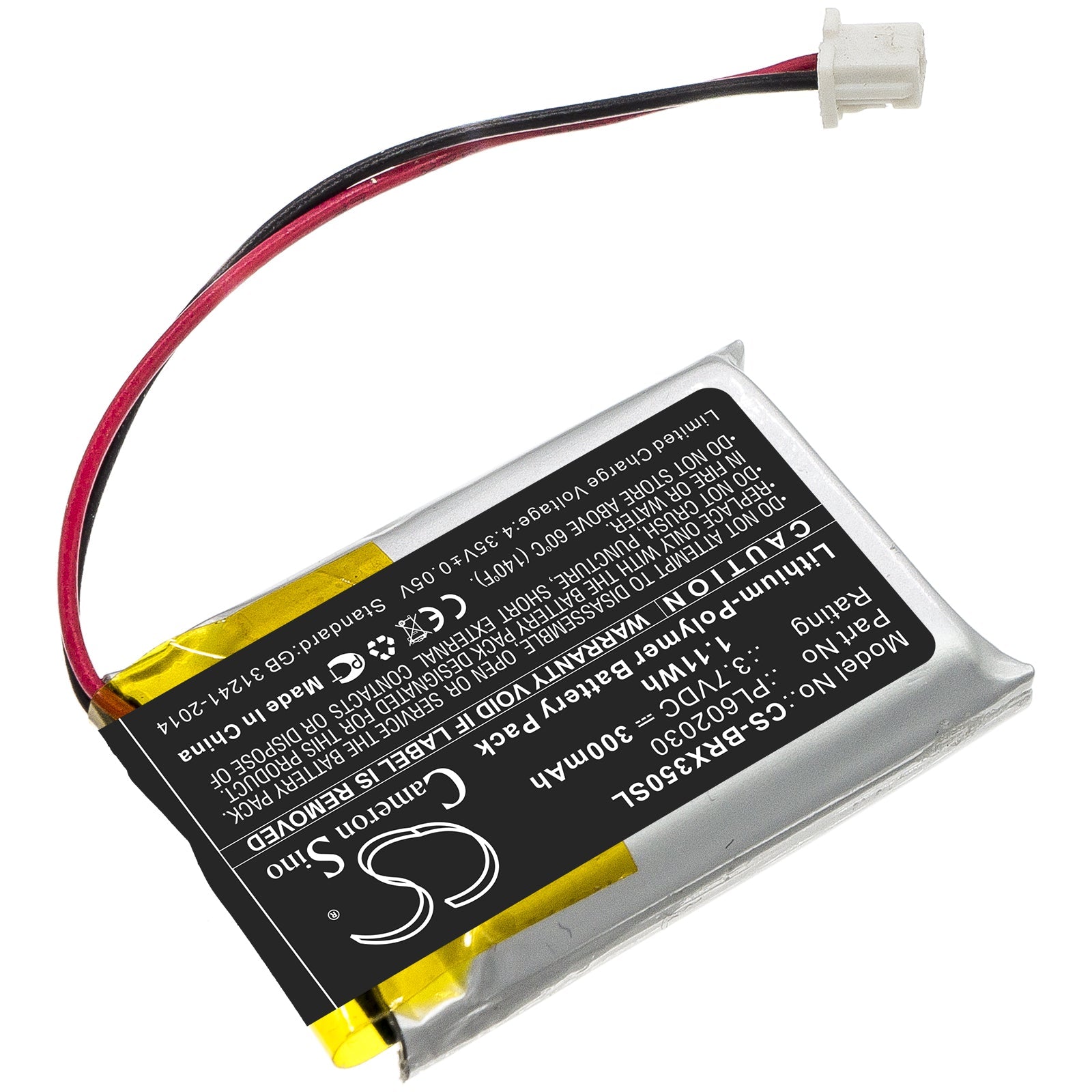 Li-Polymer Battery fits Blueparrott, Pl602030 3.7V, 300mAh Wireless Headset Cameron Sino Technology Limited