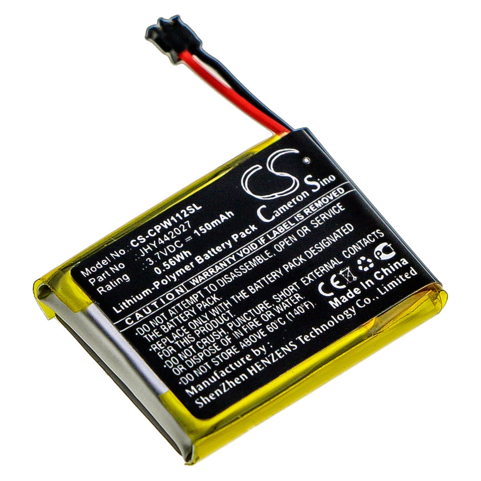 Li-Polymer Battery fits Compustar, 2wt11r, 2wt11r-ss, 2wt12-ss 3.7V, 150mAh Remote Start and Entry Systems Cameron Sino Technology Limited