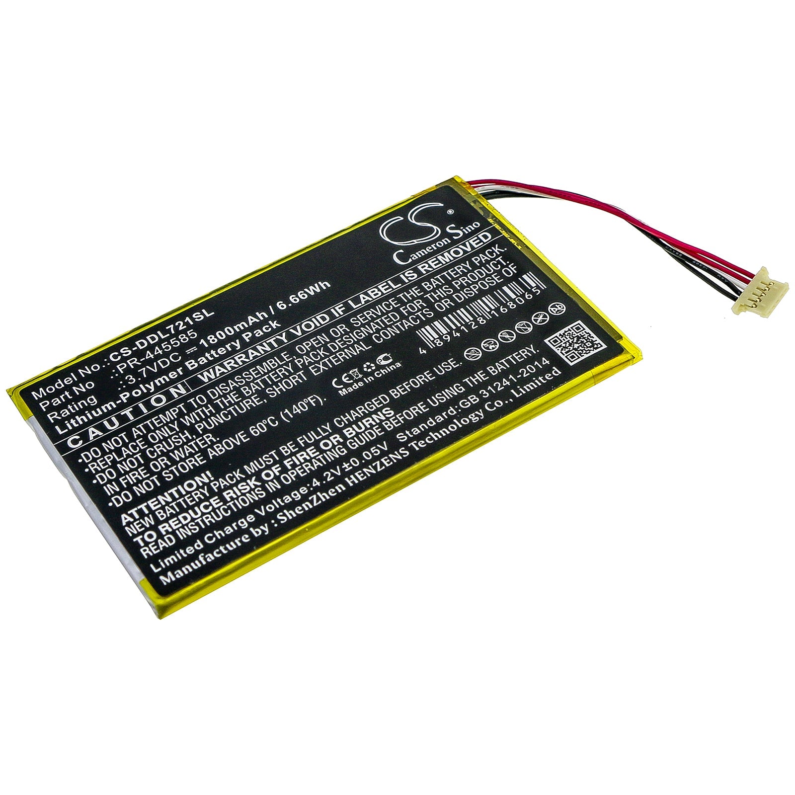 Li-Polymer Battery fits Digiland, Dl7006, Kb 7" 3.7V, 1800mAh Tablet Cameron Sino Technology Limited