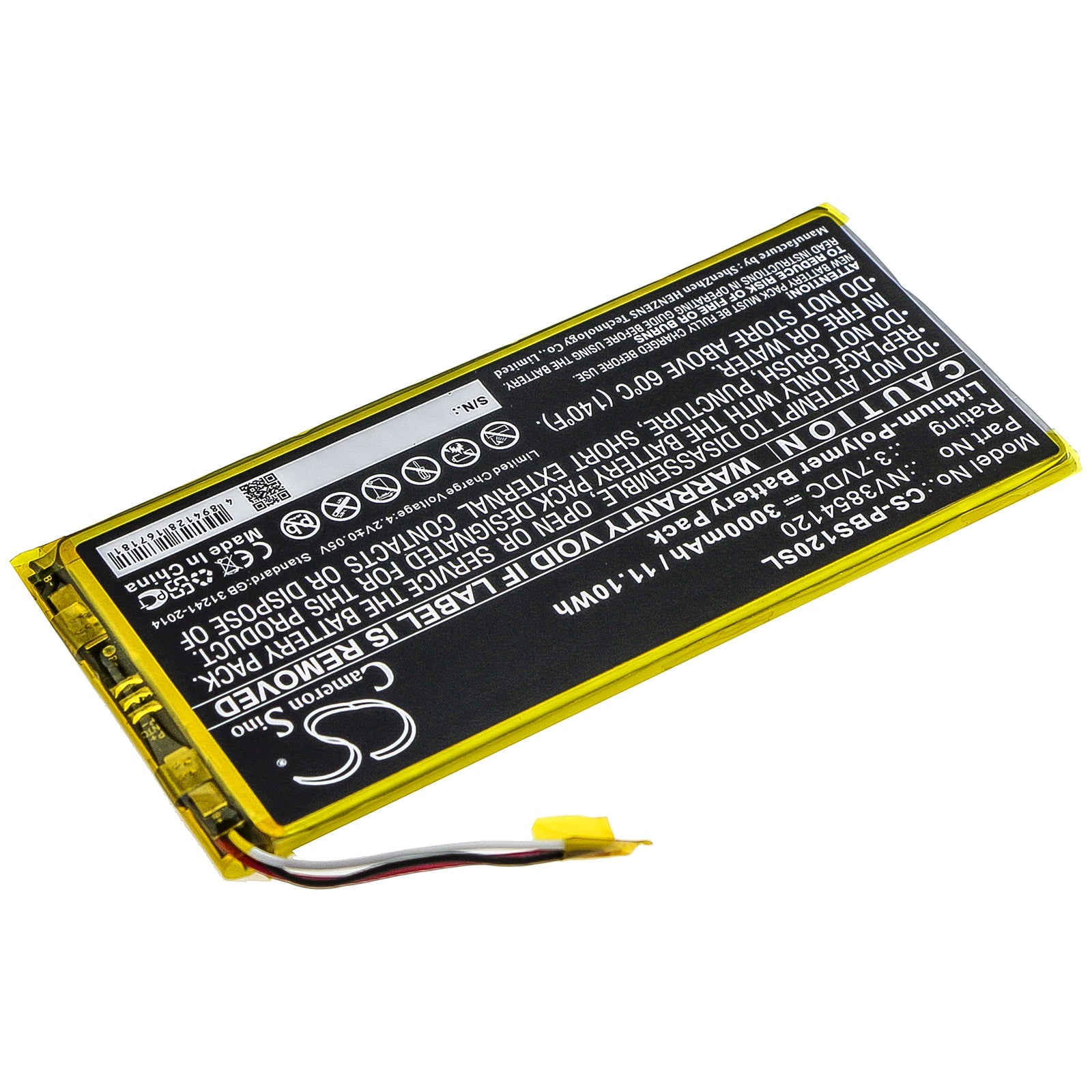 Li-Polymer Battery fits Ematic, Kids Pbskd12, Pbkrwm5410, Pbs Kids 7" Pad 3.7V, 3000mAh Tablet Cameron Sino Technology Limited