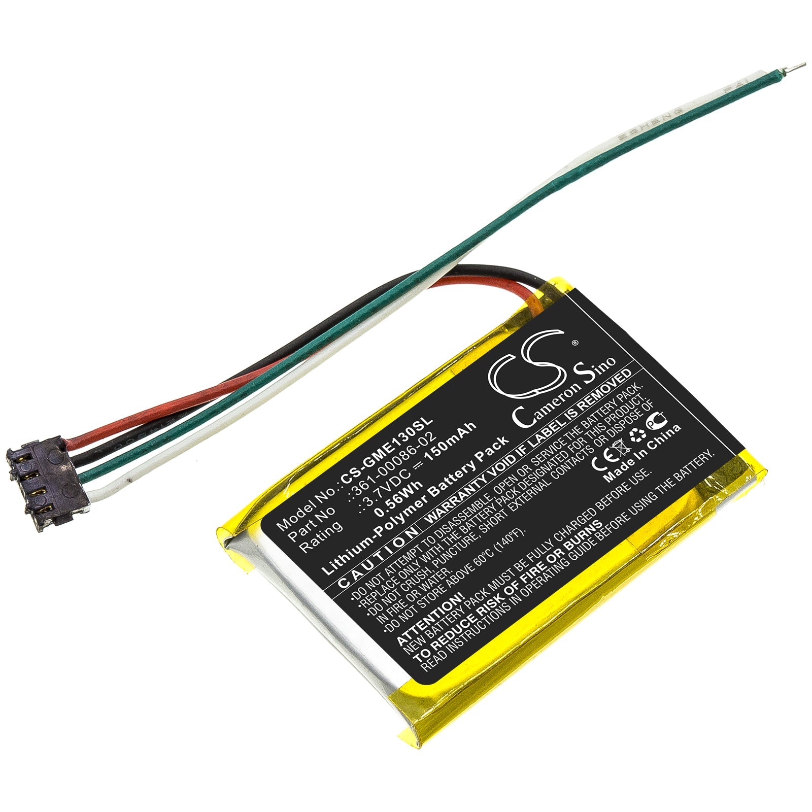 Li-Polymer Battery fits Garmin, 361-00086-02 3.7V, 150mAh GPS & Navigator Cameron Sino Technology Limited