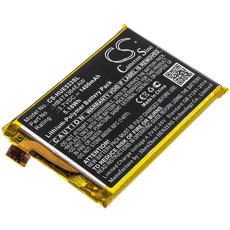 Li-Polymer Battery fits Huawei, E5338, E5338-bk 3.7V, 1400mAh Hotspot Cameron Sino Technology Limited