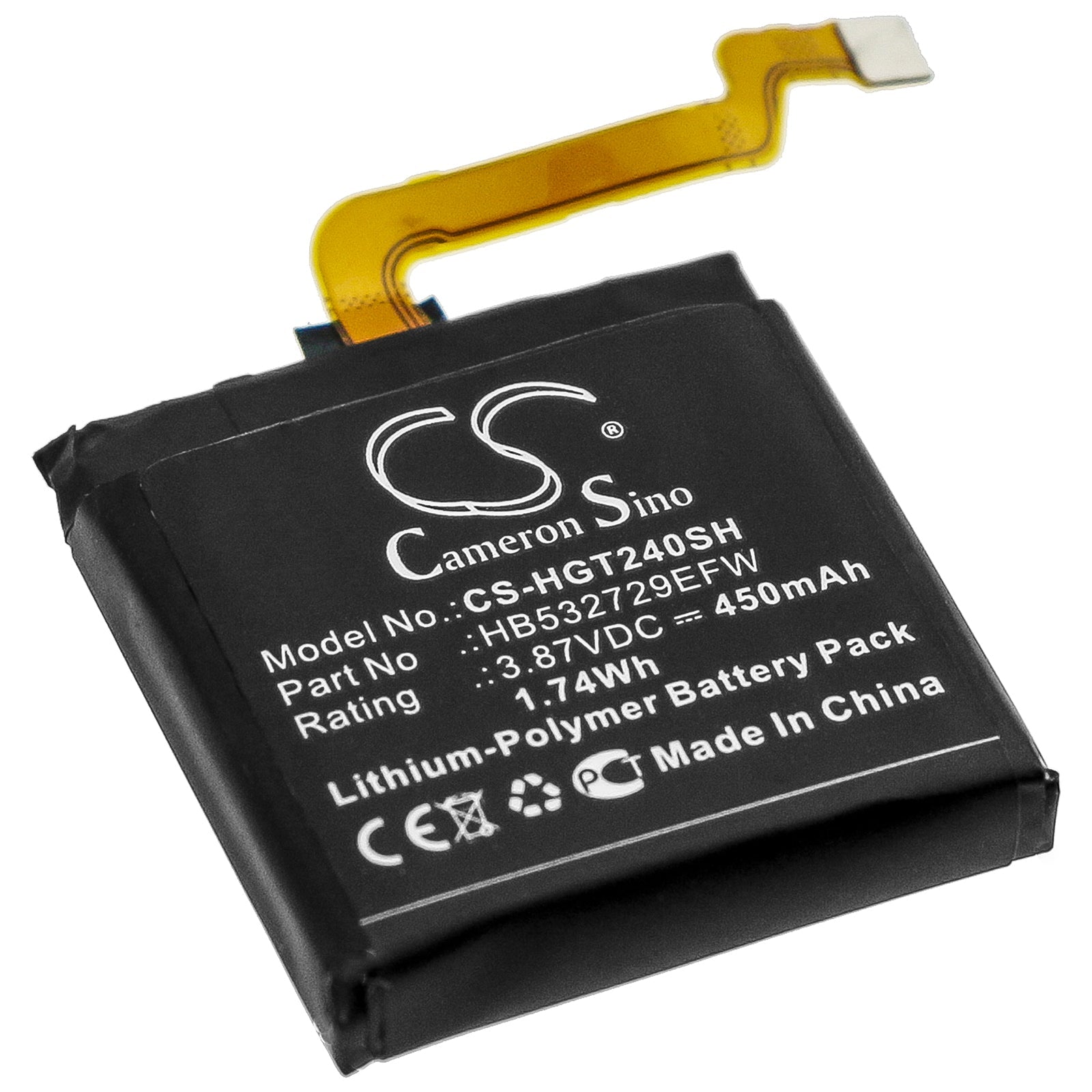Li-Polymer Battery fits Huawei, Gt2 Pro 3.87V, 450mAh Smartwatch Cameron Sino Technology Limited