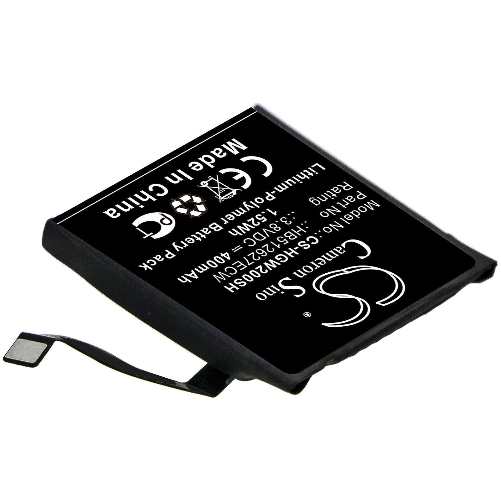 Li-Polymer Battery fits Huawei, Hb512627ecw 3.8V, 400mAh Smartwatch Cameron Sino Technology Limited