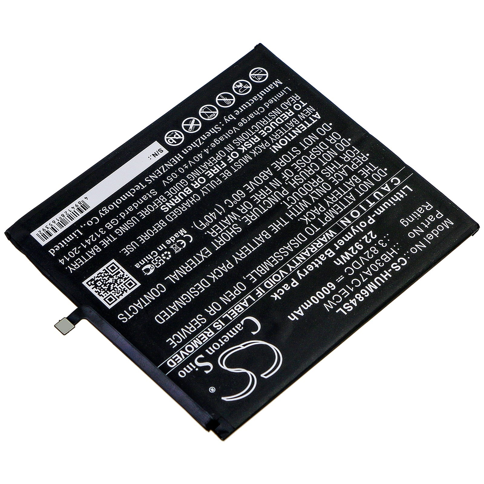 Li-Polymer Battery fits Huawei, Mediapad M6 8.4, Vrd-al09, Vrd-w09 3.82V, 6000mAh Tablet Cameron Sino Technology Limited