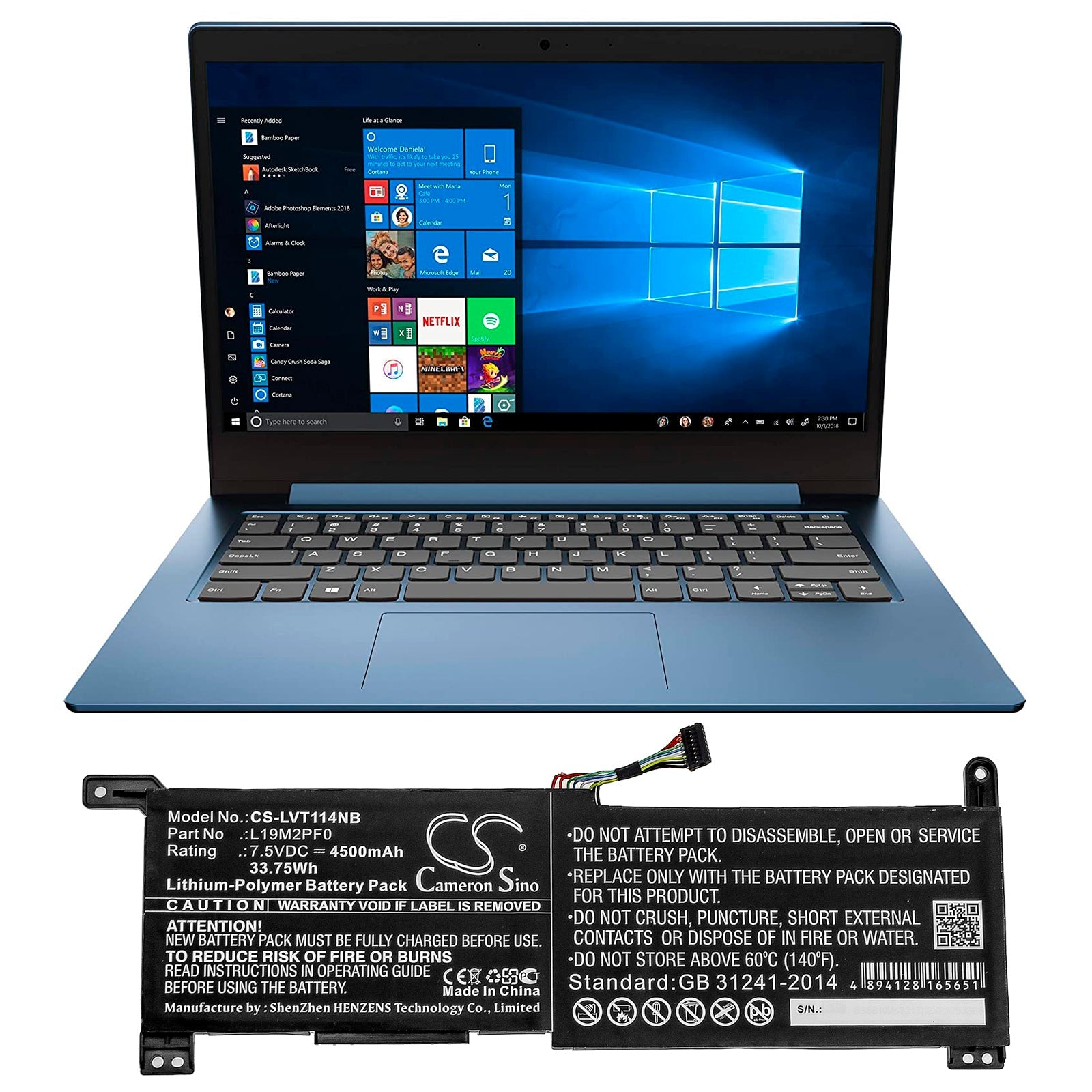 Li-Polymer Battery fits Lenovo, Ideapad 1-11ada05 82gv002bnz, Ideapad 1-11ada05(82gv) 7.5V, 4500mAh Notebook & Laptop Cameron Sino Technology Limited