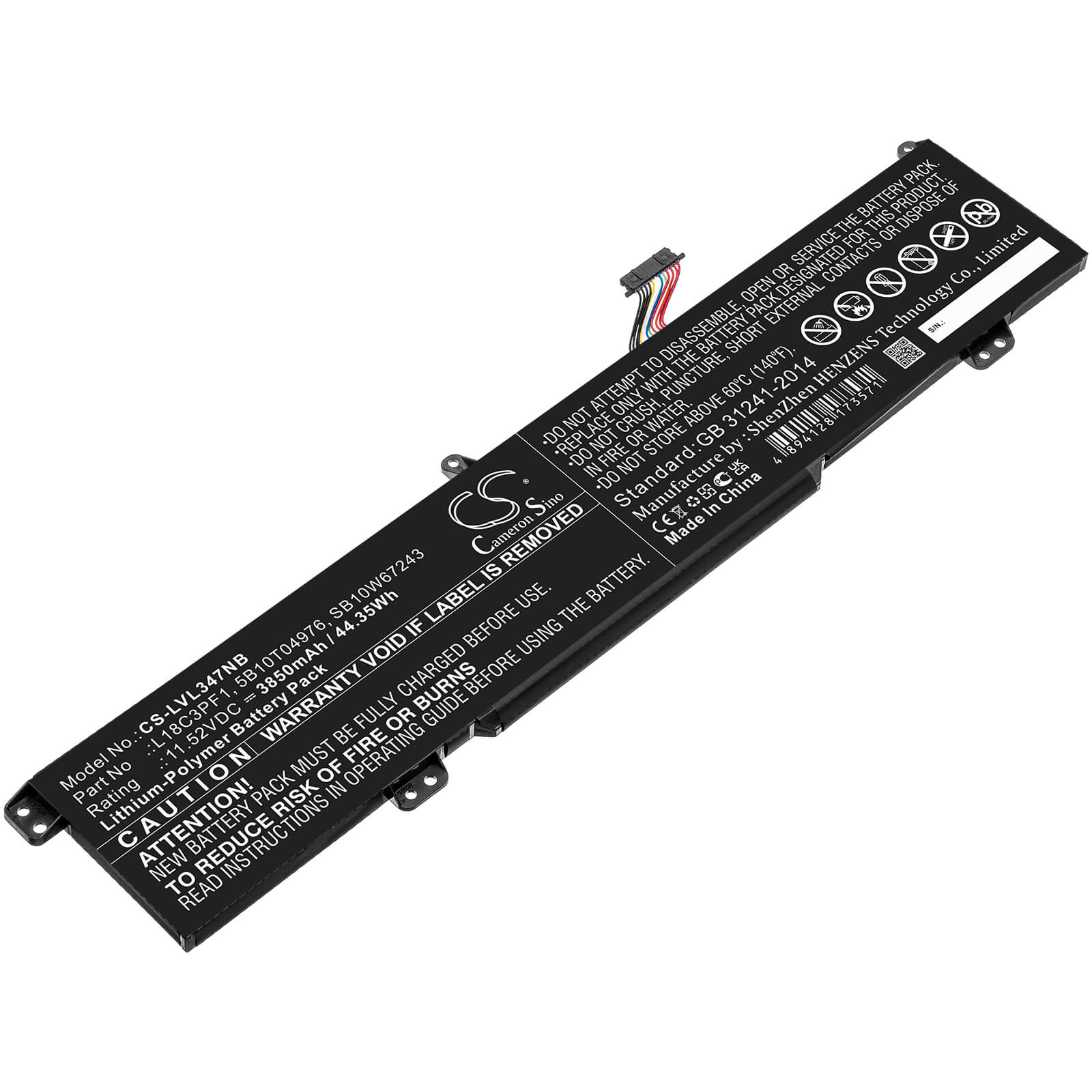 Li-Polymer Battery fits Lenovo, Ideapad L340 15 Gaming, Ideapad L340 17 Gaming 11.52V, 3850mAh / 44.35Wh Notebook & Laptop Cameron Sino Technology Limited