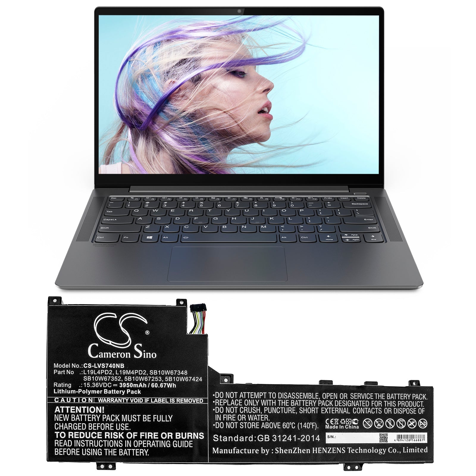 Li-Polymer Battery fits Lenovo, Ideapad S740-14iil, Ideapad S740-14iil-81rt, Yoga S740 14 15.36V, 3950mAh Notebook & Laptop Cameron Sino Technology Limited