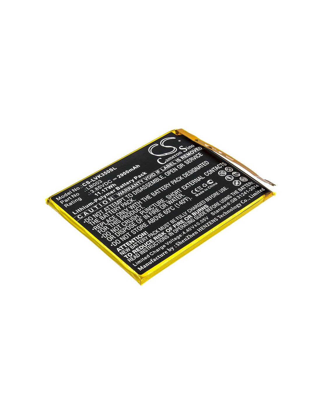 Li-Polymer Battery fits Lenovo, K350t, K5 3.85V, 2900mAh Mobile & SmartPhone Cameron Sino Technology Limited