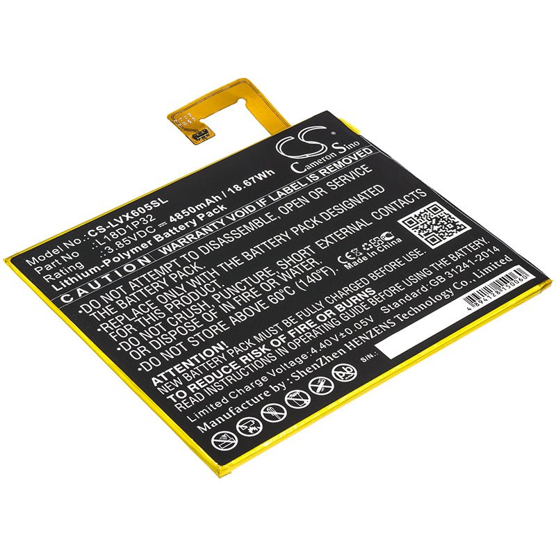 Li-Polymer Battery fits Lenovo, Smart Tab M10, Tb-x605f 3.85V, 4850mAh Tablet Cameron Sino Technology Limited
