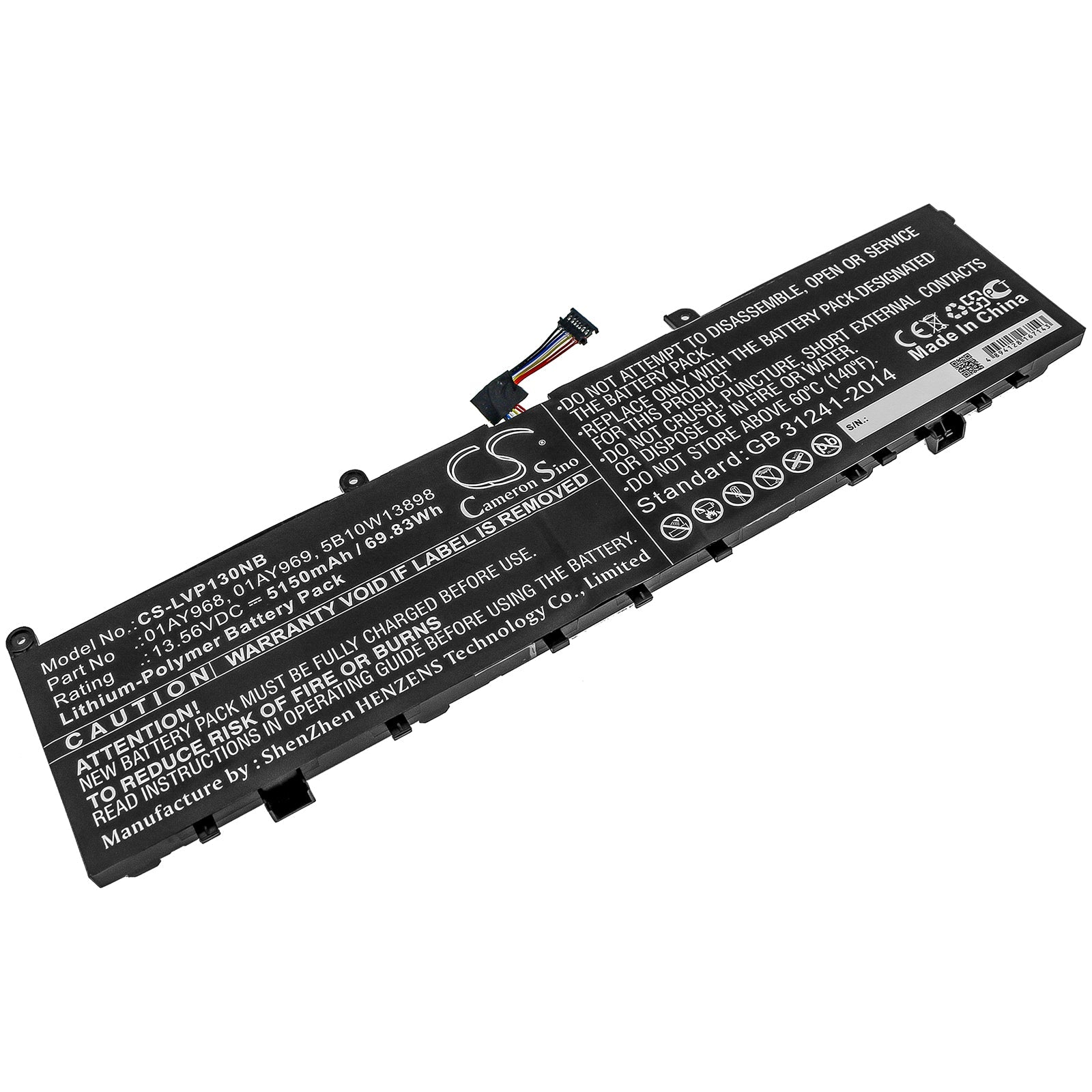 Li-Polymer Battery fits Lenovo, Thinkpad P1, Thinkpad P1 (20md0001ge) 13.56V, 5150mAh Notebook & Laptop Cameron Sino Technology Limited