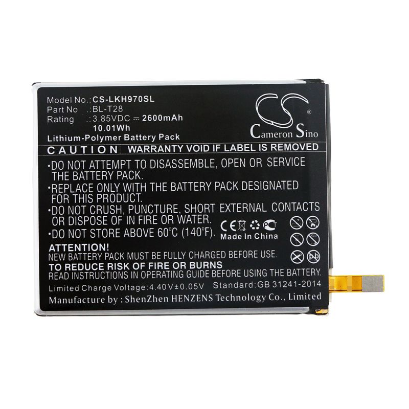 Li-Polymer Battery fits Lg, Cv5a, H970 3.85V, 2600mAh Mobile & SmartPhone Cameron Sino Technology Limited